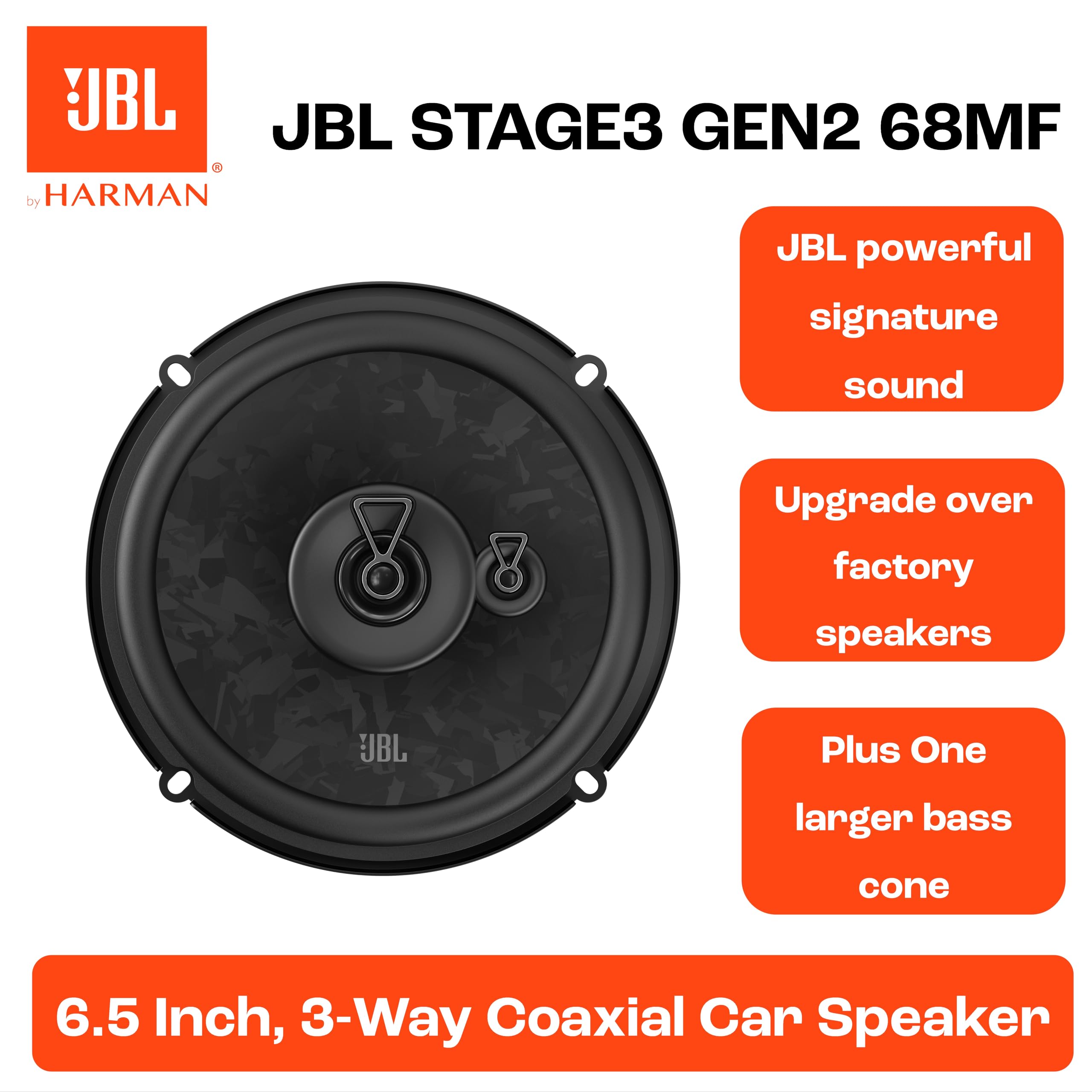 JBL Stage3 Gen2 68MF 165 mm 3-Way Coaxial Car Speaker without