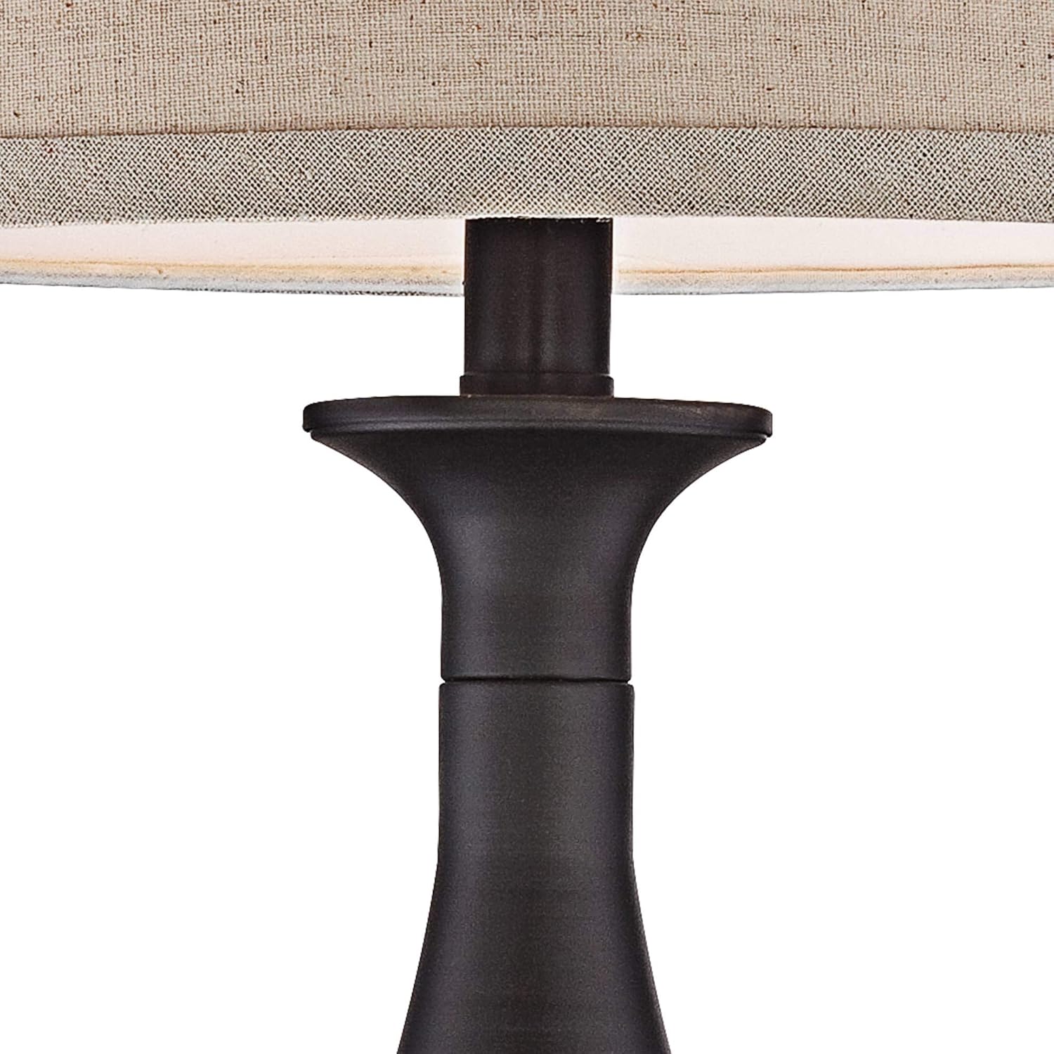 Regency Hill Ben Traditional 3-Way Table Lamps 25" High Set of 2 with Table Top Dimmers Dark Bronze Metal Beige Linen Drum Shade Decor for Living Room Bedroom House Bedside Nightstand Home