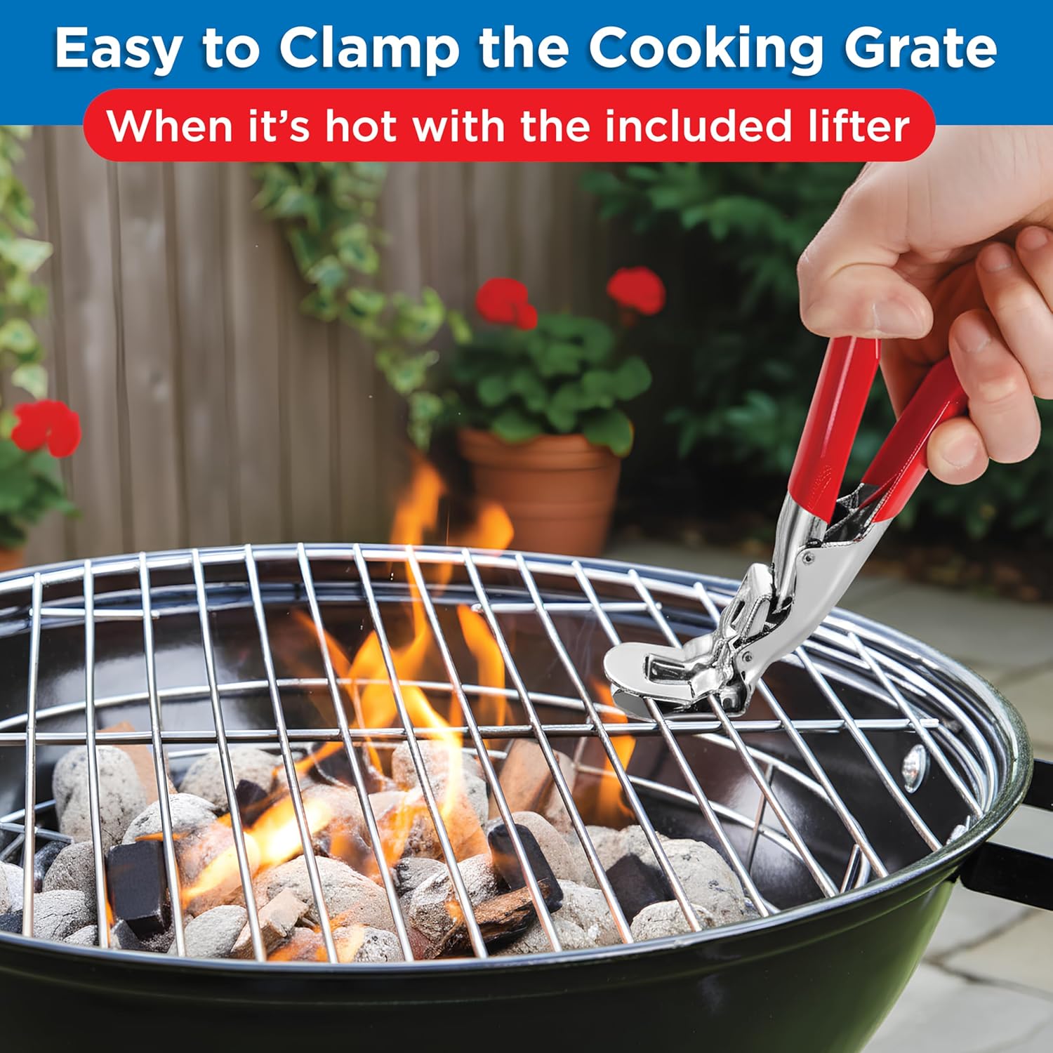 26 Inch Round Grill Grate with Hinged Opening and Lifter Included, Extra-Large Charcoal Grill Grate Fits Weber 26 Inch Kettle Grill, Heavy Duty Stainless Steel BBQ Grill Grates