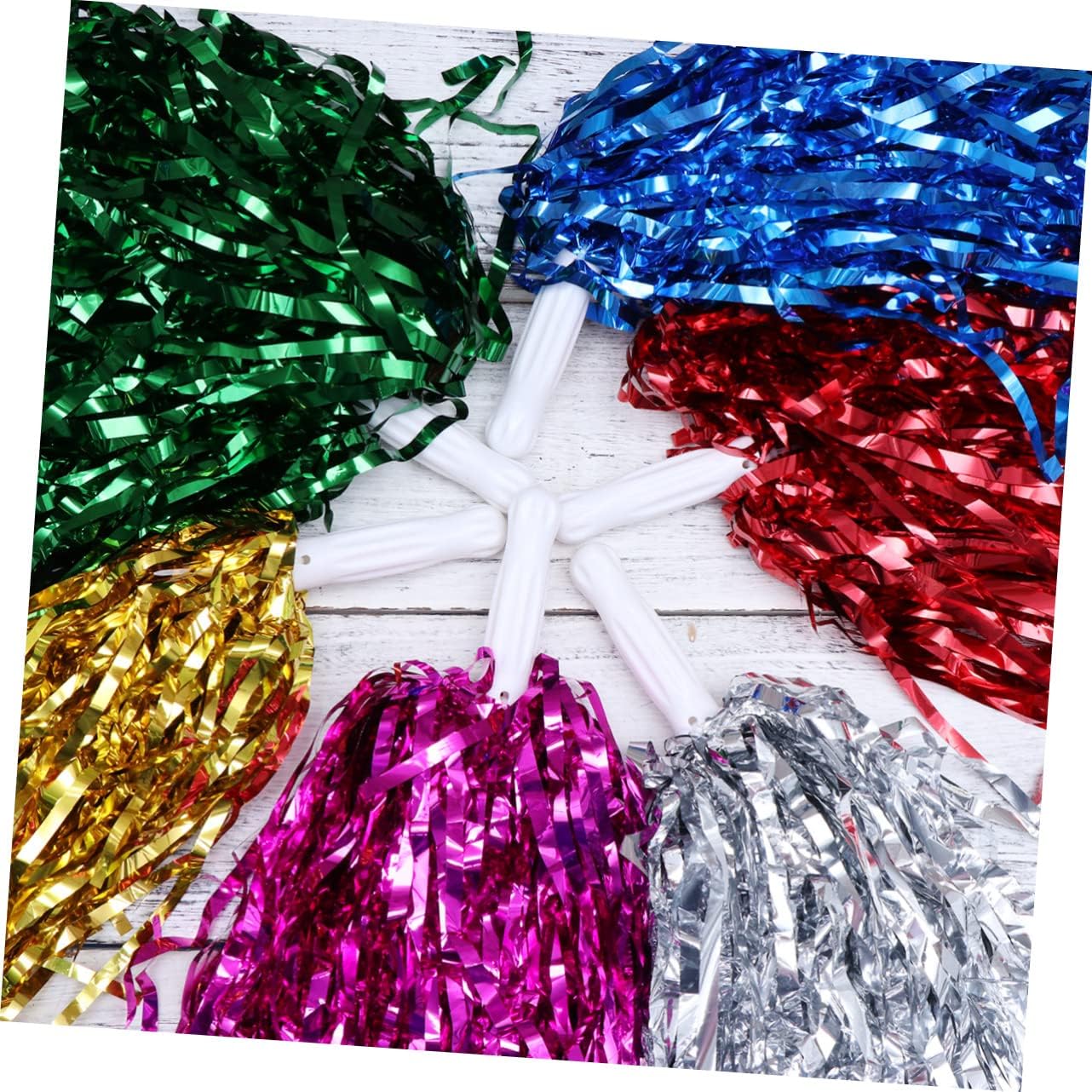 BESPORTBLE 12sets Cheer Poms Pom Cheerleading Tag for Cheer Cheerleaders Plastic Ring for Sports Events 12pcs*12