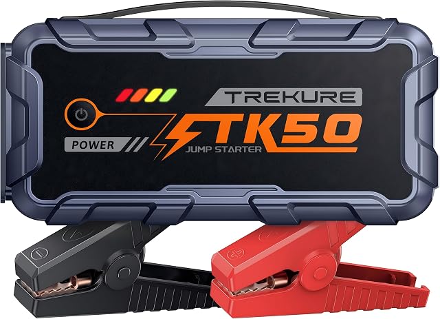 TREKURE 6000A Booster Pack, 26800mAh Jump Starter for Car Battery, All Gas/12L Diesel Portable Car Battery Power Pack, Safe Jumper Cables with Fast Charge & LED Light
