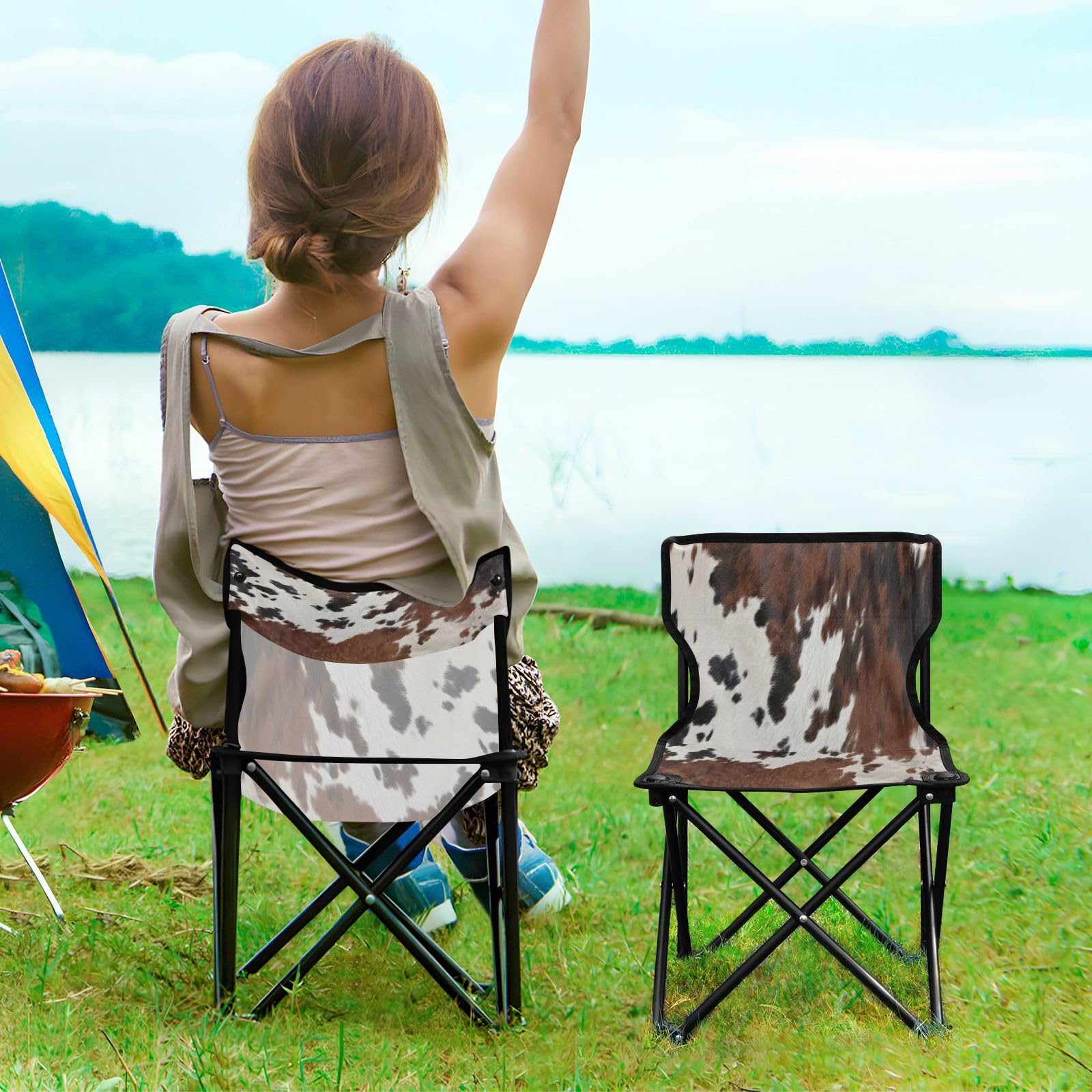 Amazon.com: Nesatuwa Cow Print Camping Chairs Lightweight Folding