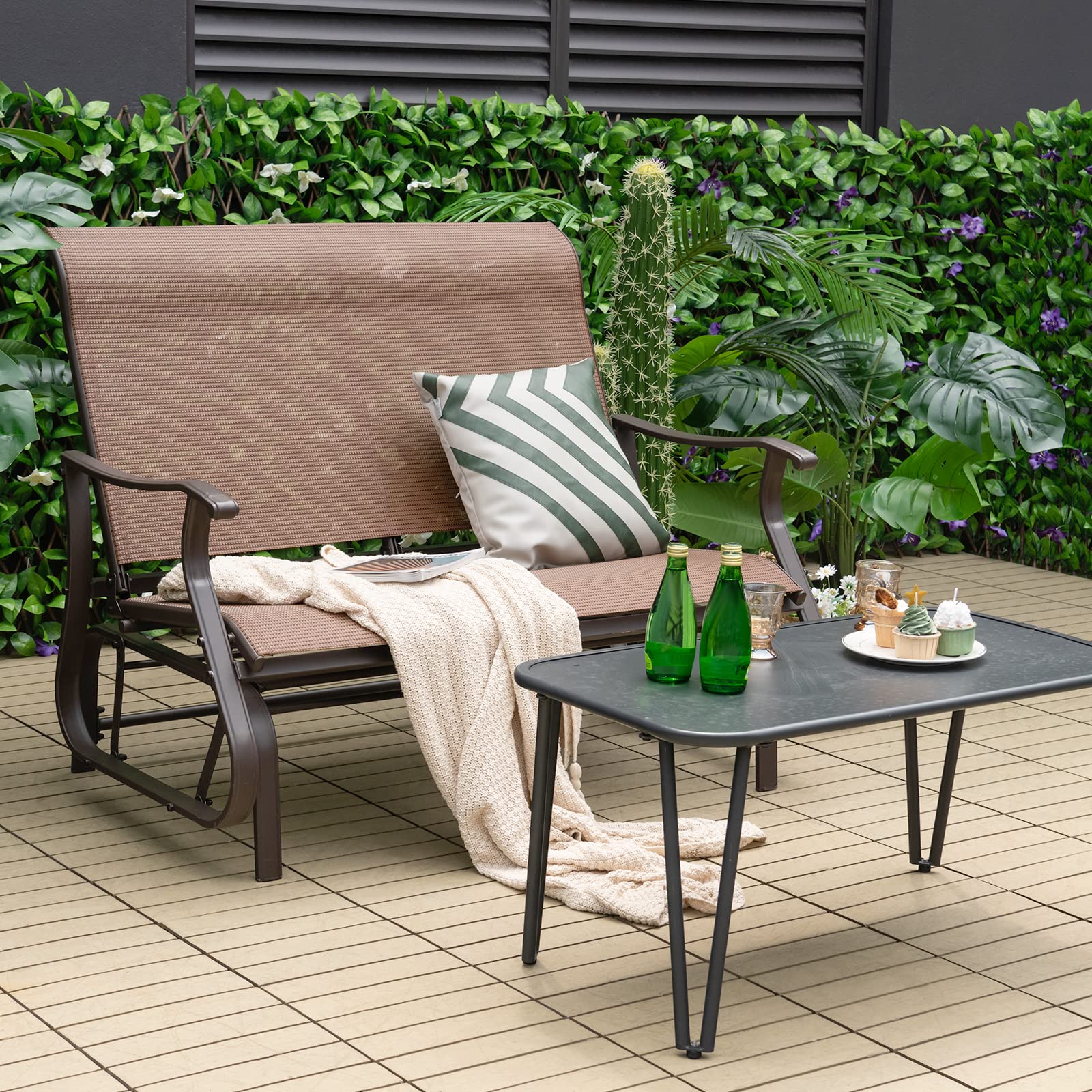 Swing Chair Outdoor Tangkula 2-Person Outdoor Glider Bench, Patio