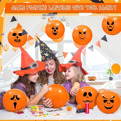 Miniatura 2 de 50 bolas inflables de Halloween para la playa, calabaza de Halloween, decoración de fiesta de farol Jack O Lantern, calabaza a granel, accesorios