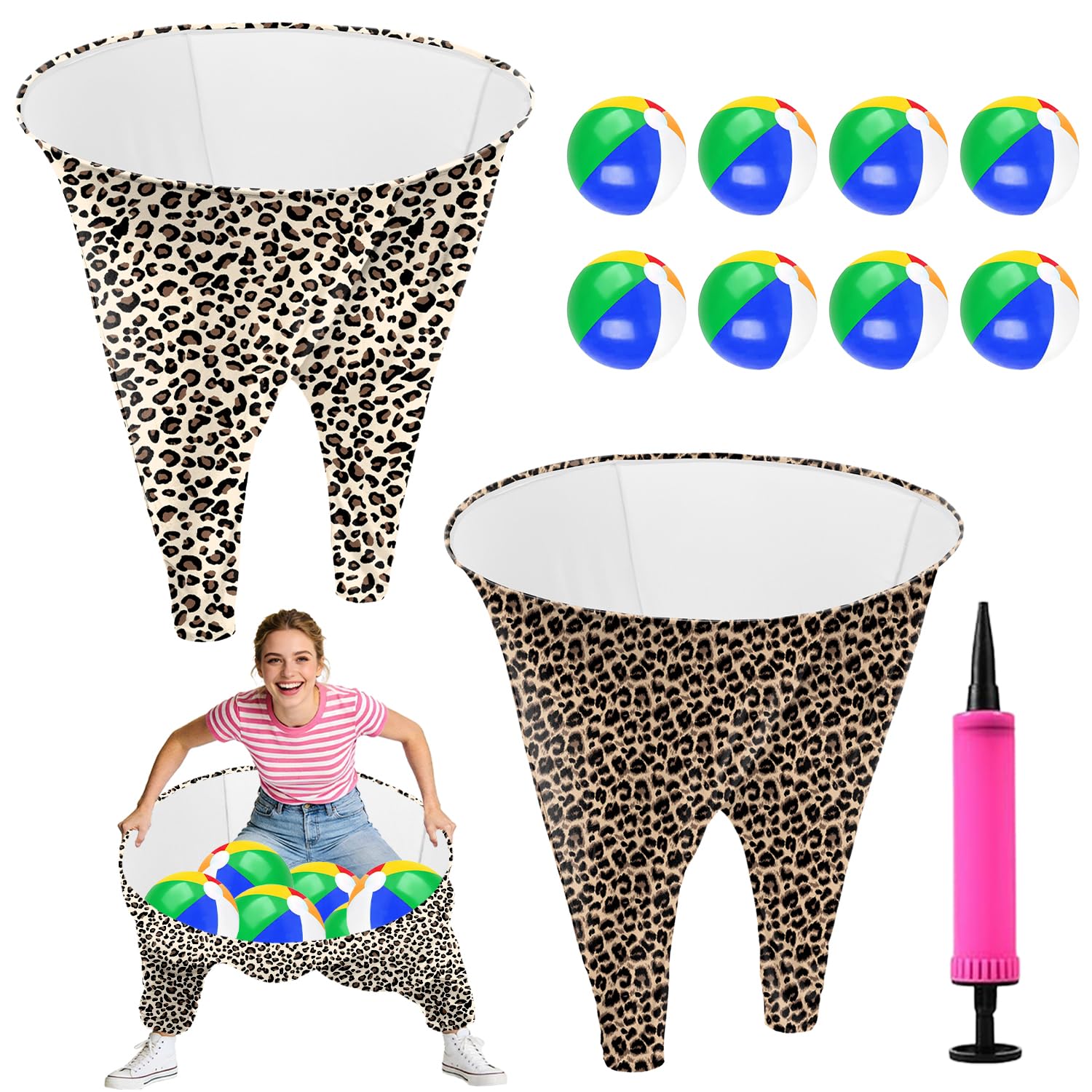 Granny Pants Game, Granny Pants Outdoor Game with 4PCS Granny Pants 16 Bouncy Balls &amp; 1 Air Pump（Random Color）, Ring Toss Game Set