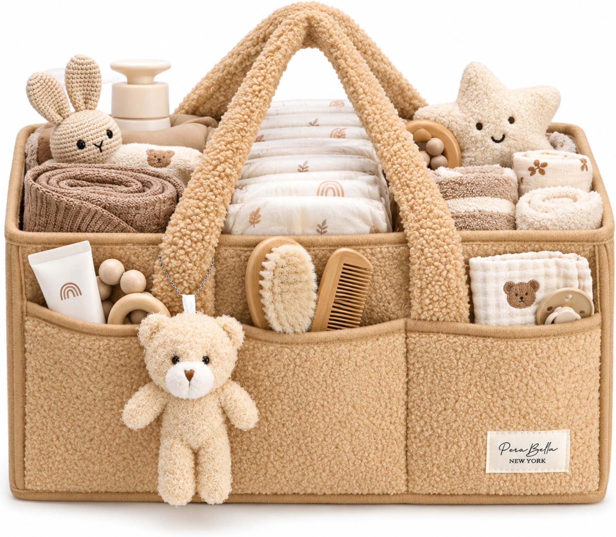 PeraBella Diaper Caddy Changing Table Organizer Storage Basket Wipes Organizer Car Nursery Portable Storage