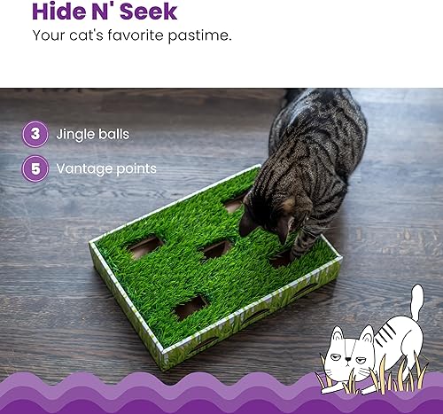 Catstages Grass Patch Hunting Box — side view showing full product dimensions