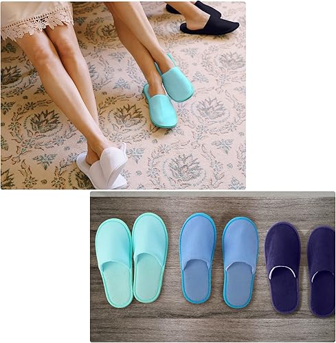 Miniatura 5 de Geyoga 12 pares de pantuflas desechables para invitados, antideslizantes, desechables, para spa, viajes, hotel, sin zapatos, hogar, novia, baño,