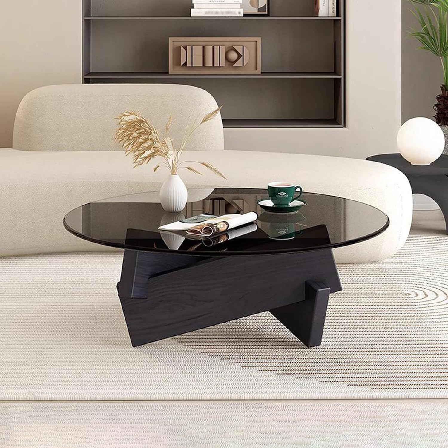 ガラスコーヒーテーブルラウンド、リビングルーム用のモダンな強化