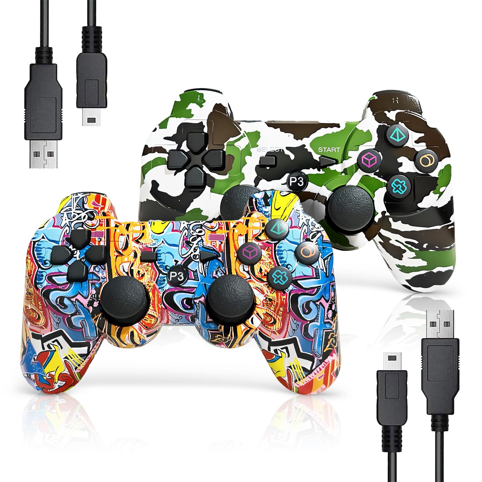 Sponsored Ad – AUFGLO Gaming Controller for P-S3, Wireless Move/Motion Controller Gamepad with Upgraded Joystick Compatible with P-S - 3 (Graffiti + Camouflage)