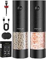 Vista 15 de FORLIM Juego de molinillo de sal y pimienta eléctrico, actualizado, lavable, funciona con pilas, operación automática de una mano con LED, grosor