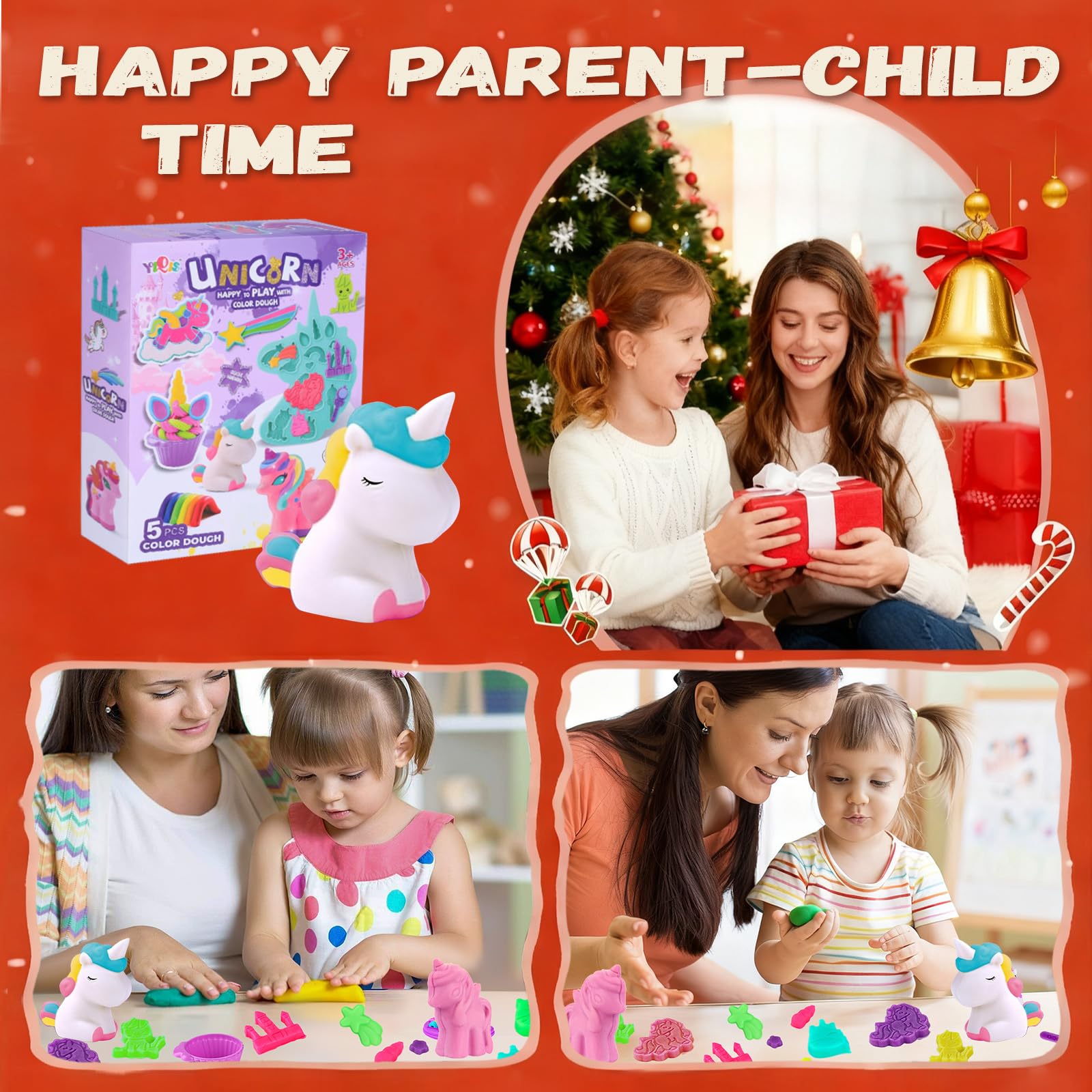 Unicorn Play Dough Sets for Kids Ages 2-4, Play Color Dough Ice Cream Tool Kit with Clay Molds and Tools, Arts and Crafts Playdough Accessories Birthday Christmas Gifts