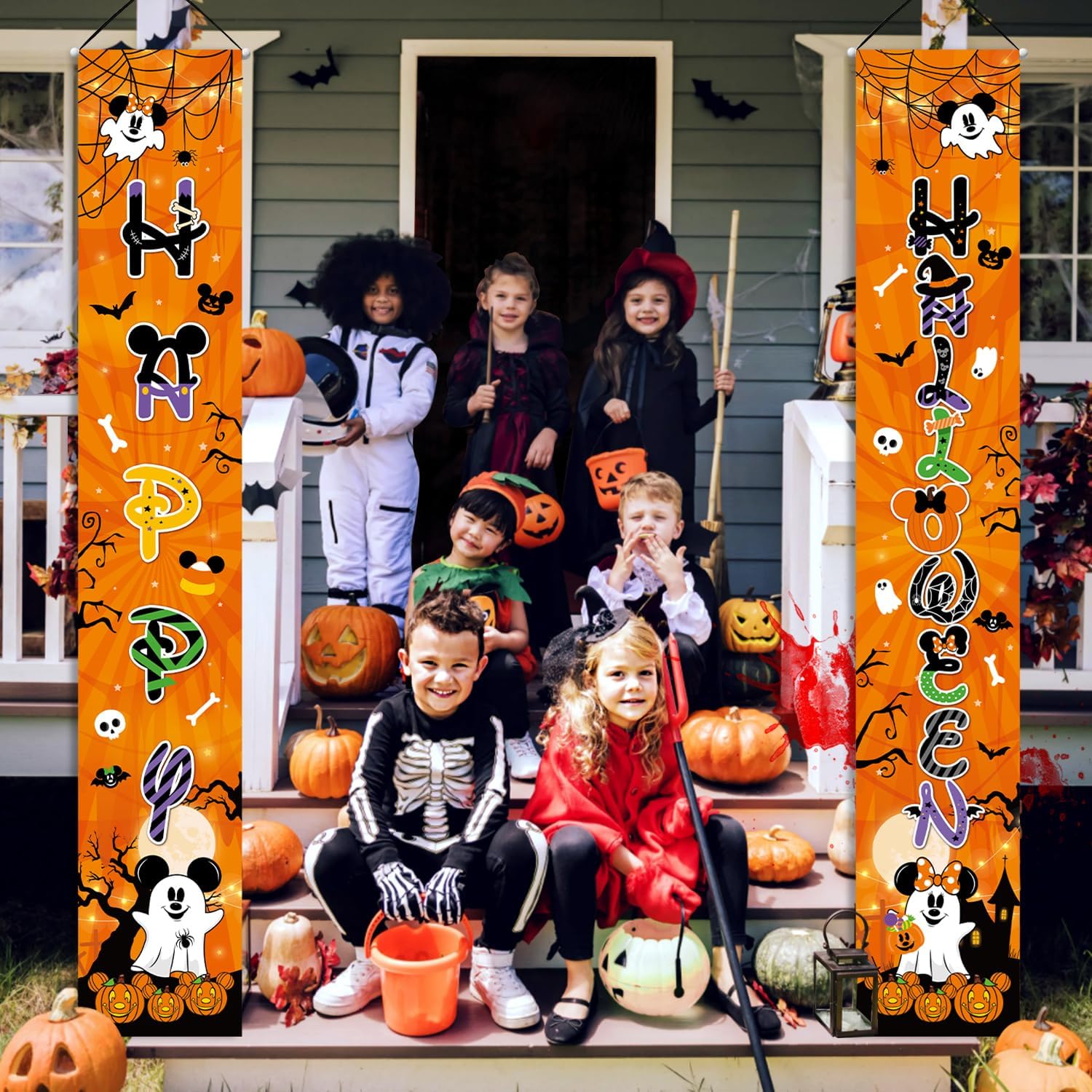 2pcs Mouse Halloween Decorations Porch Sign Banner