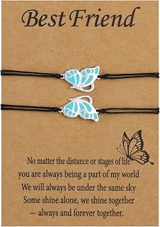 Apsvo Best Friends Friendship Bracelets for 2, BFF Long Distance Matching Butterfly Bracelets Friendship Gifts for Women Friends Birthday Jewelry Gift