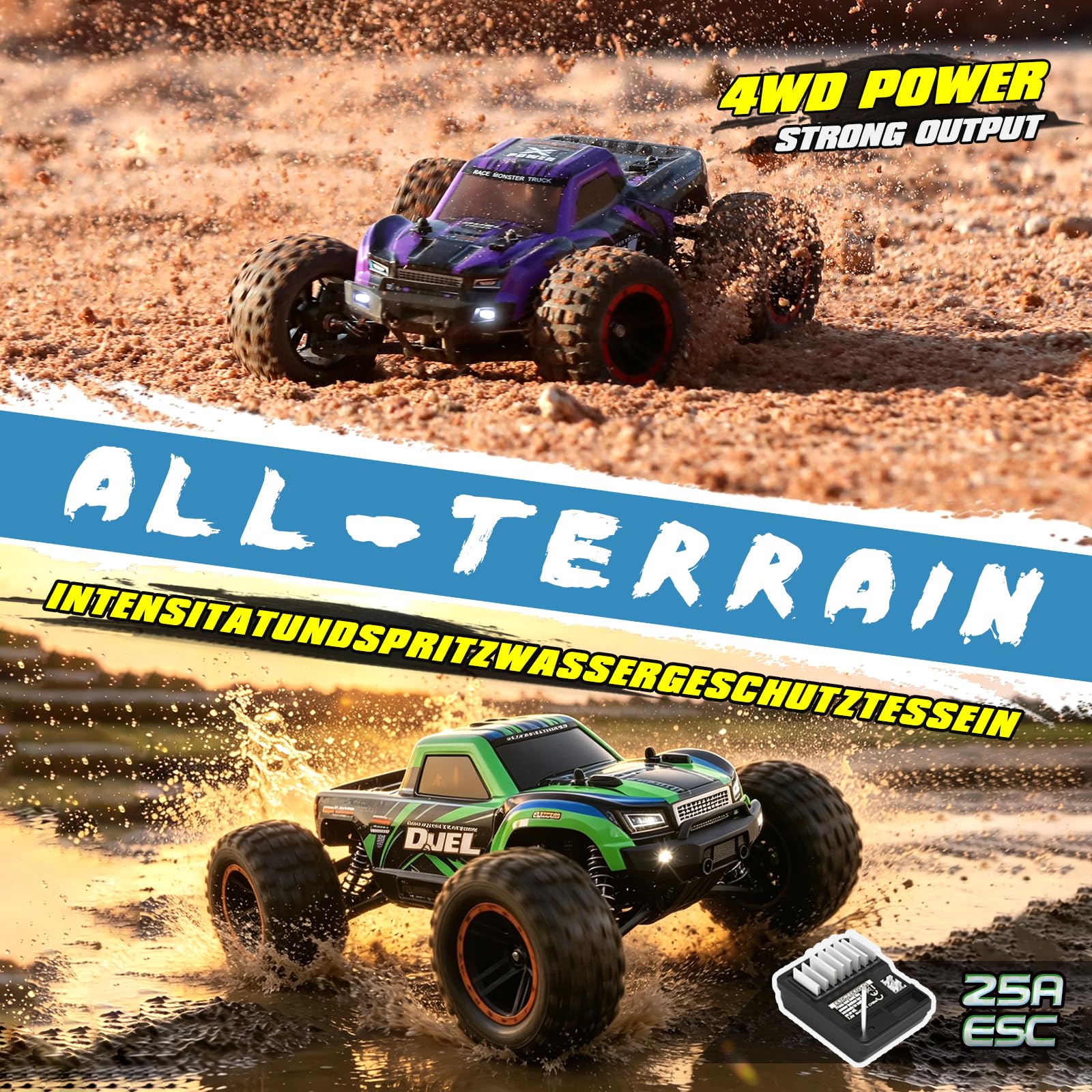 HAIBOXING Voiture Télécommandée Tout Terrain 1/14 4WD Voiture RC | 39km/h grande vitesse, 2.4GHz, Monster Truck, avec 2 batteries, 40min+, buggy, jouet de passe-temps pour adultes et enfants