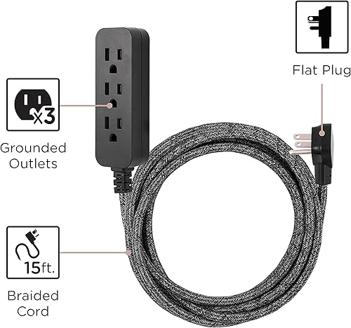 Vista 23 de Cable de extensión para estación de carga de USB Cordinate 41691, de diseño, conector múltiple con protección de sobrecarga eléctrica 2 tomas