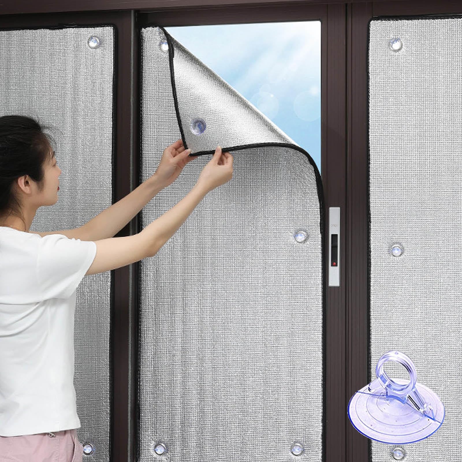 Folia aluminiowa, folia termoizolacyjna, całkowicie zaciemniająca, folia okienna, przyciemniająca szkło okienne, osłona termiczna, nieprzejrzysta, prywatna naklejka na okno do domowego biura, szer.