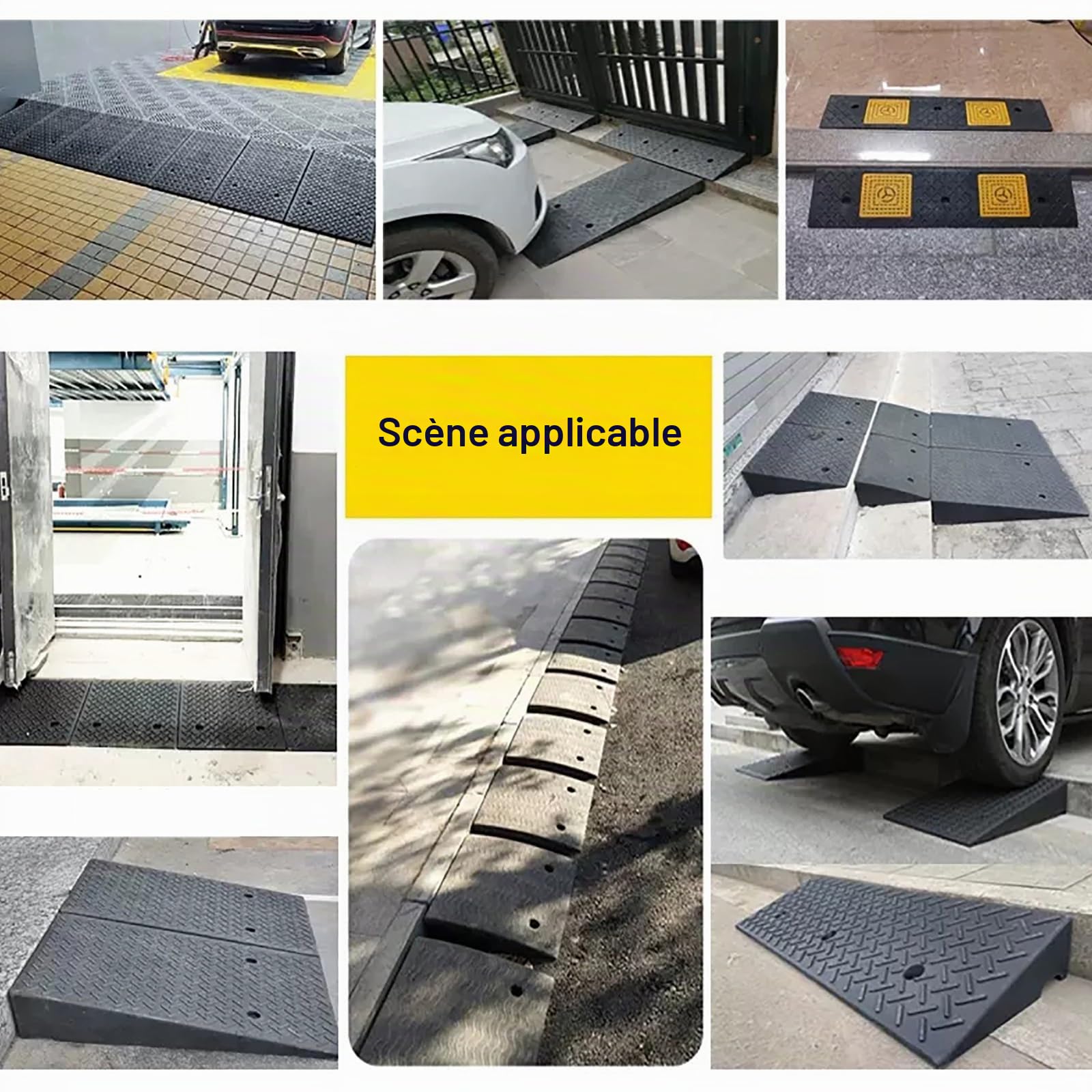 Rampe pour Voiture avec 3 Boulons D'expansion, Rampe de Trottoir en Caoutchouc Portable pour Allée, Quai de Chargement, Trottoir, Voitures Basses, Scooter, Vélo, Moto ( Size : 100*25*7cm/39.4*9.8*2.7i