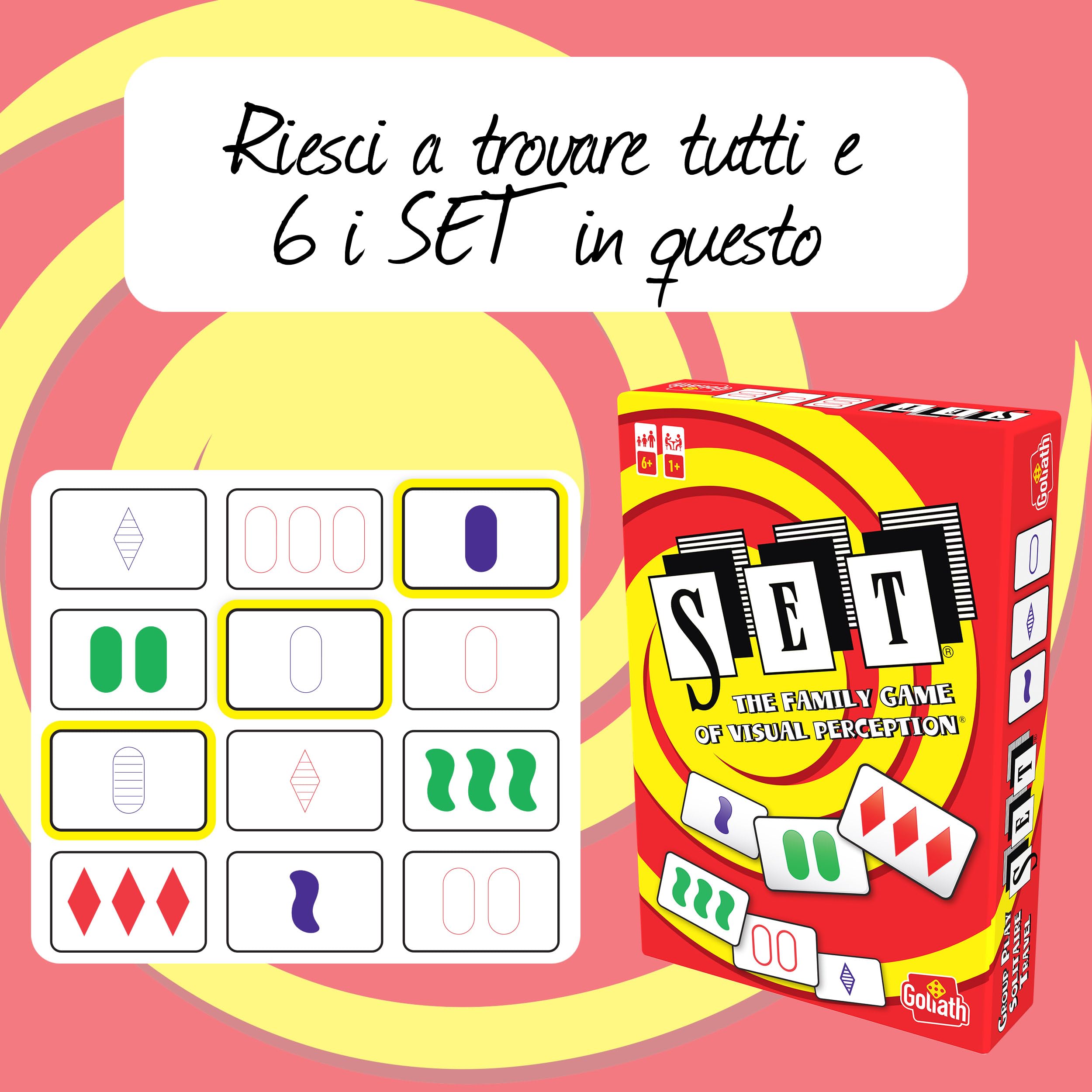 Goliath - SET - Gioco di Carte di Percezione Visiva e Riflessione - Gioco da Tavolo per Famiglie e Bambini dai 6 Anni - Formato da Viaggio - Regole Semplici - Idea Regalo per Bambini e Adulti