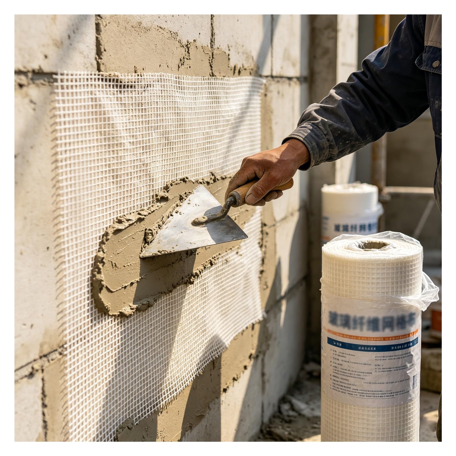 Srnsaeb L 50M/164' Commercial Fiberglass Mesh Roll White Orange, Enhanced Strength Reinforcement Plastering Mesh, Wall Crack Interior Exterior/ Seam Repair/ Insulation(,White 0.3Cm(1/10"))