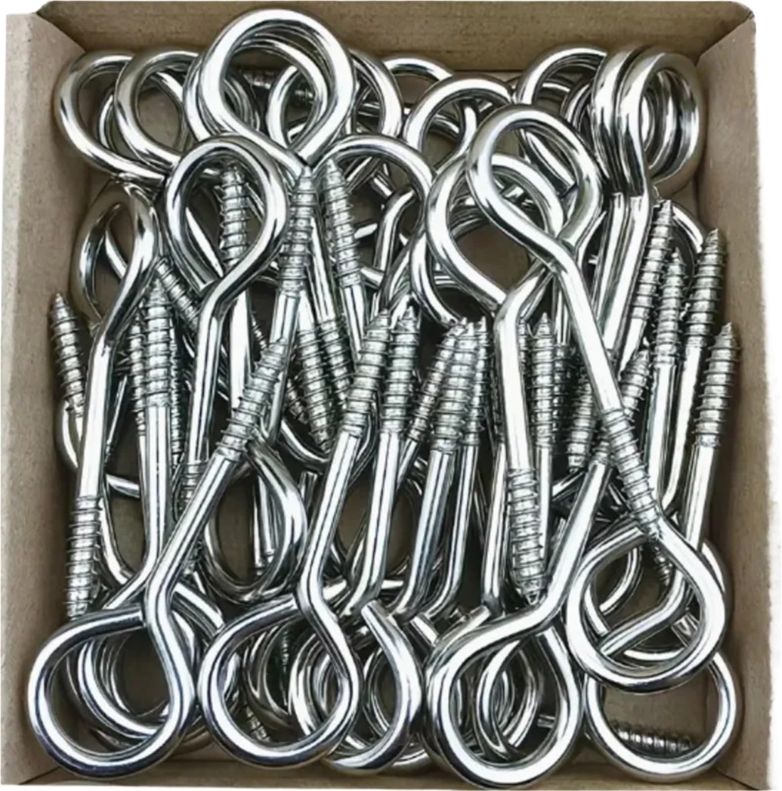 TRRYUIP Eye Hooks M5 M6 Metal Goat Eye Hooks Screw in Bolts Heavy Duty Lifting Ring Strong Screws Wood Self Tapping Eyelet Bolt(M6x80,6PCS)