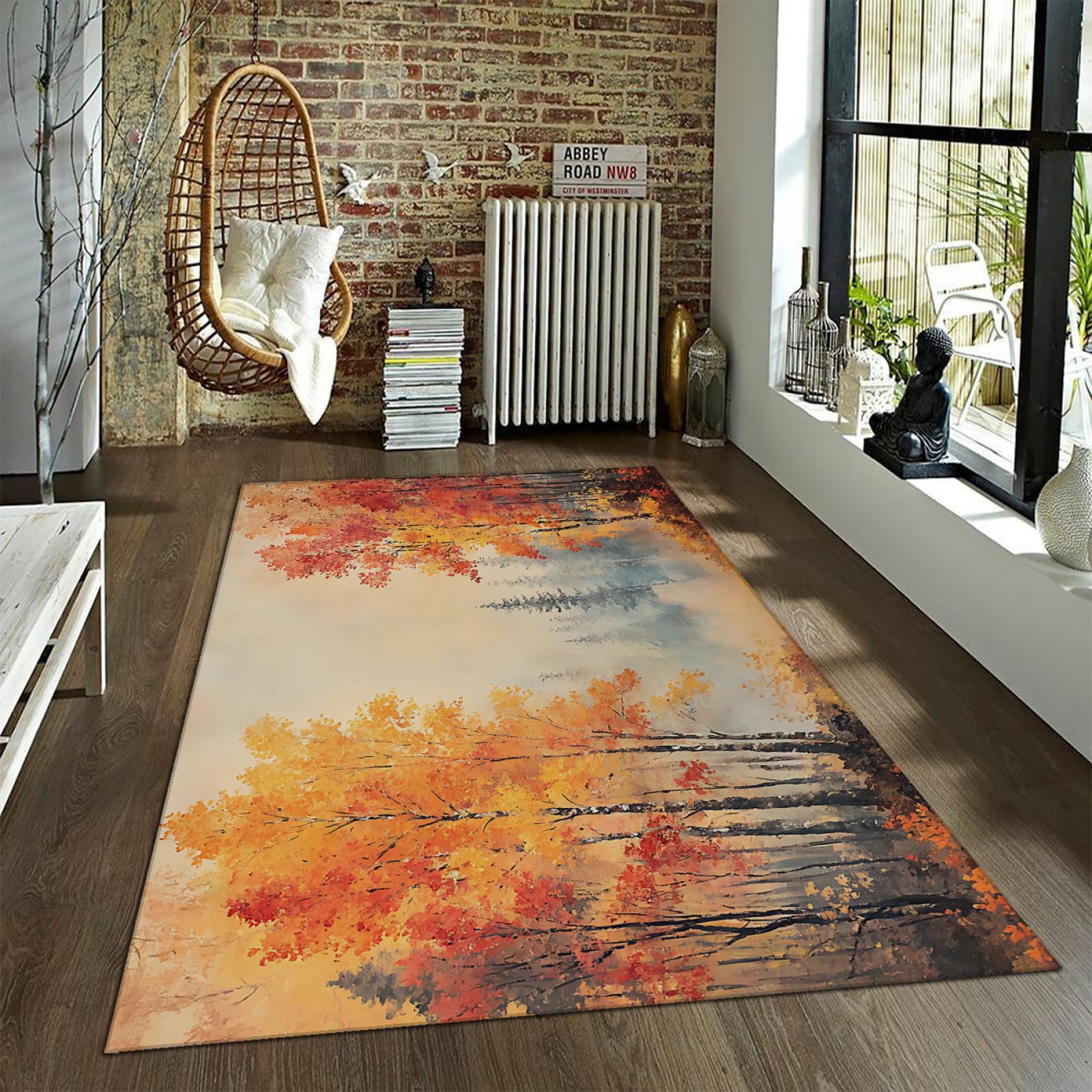 Tapis art impressionniste jungle dorée 140x200cm prestige