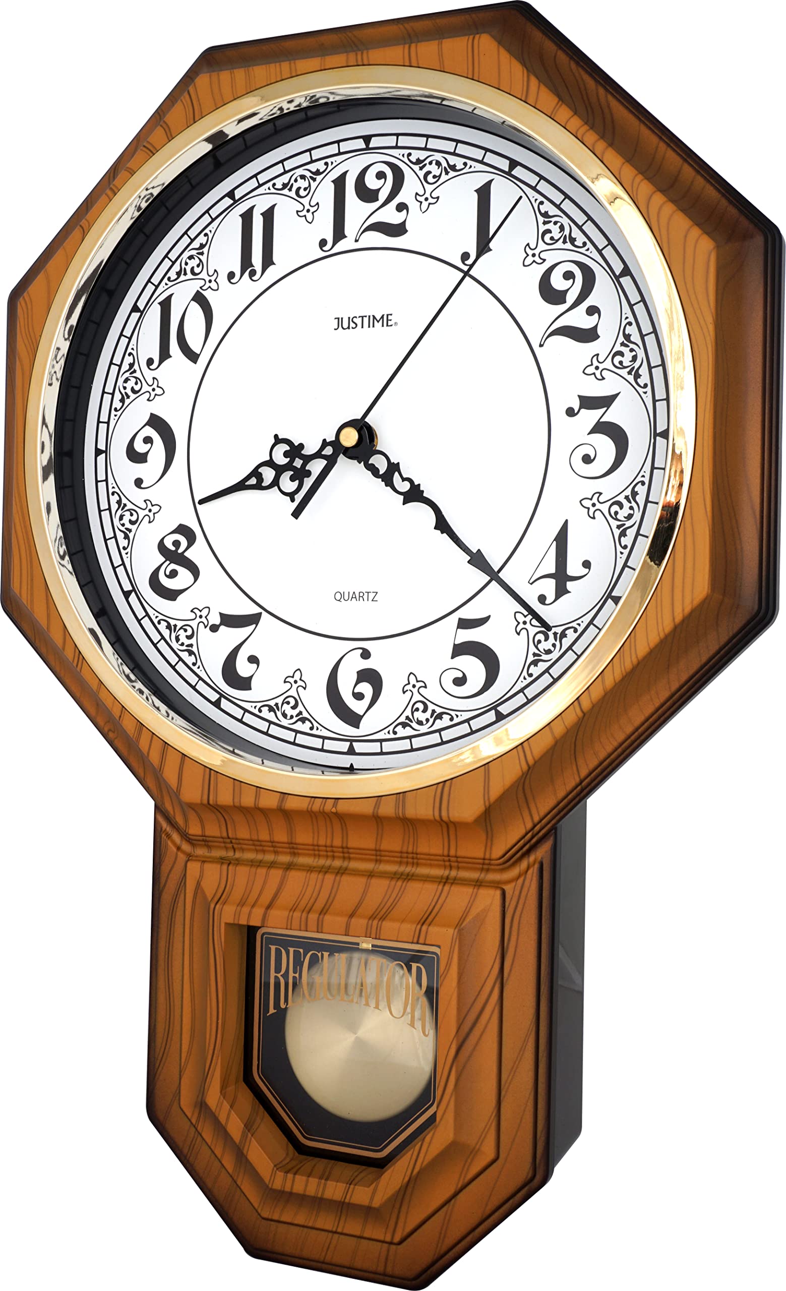 Reloj de pared tradicional con péndulo árabe vintage para casa escolar con melodía de Westminster (grano de madera ligero AV-LW)
