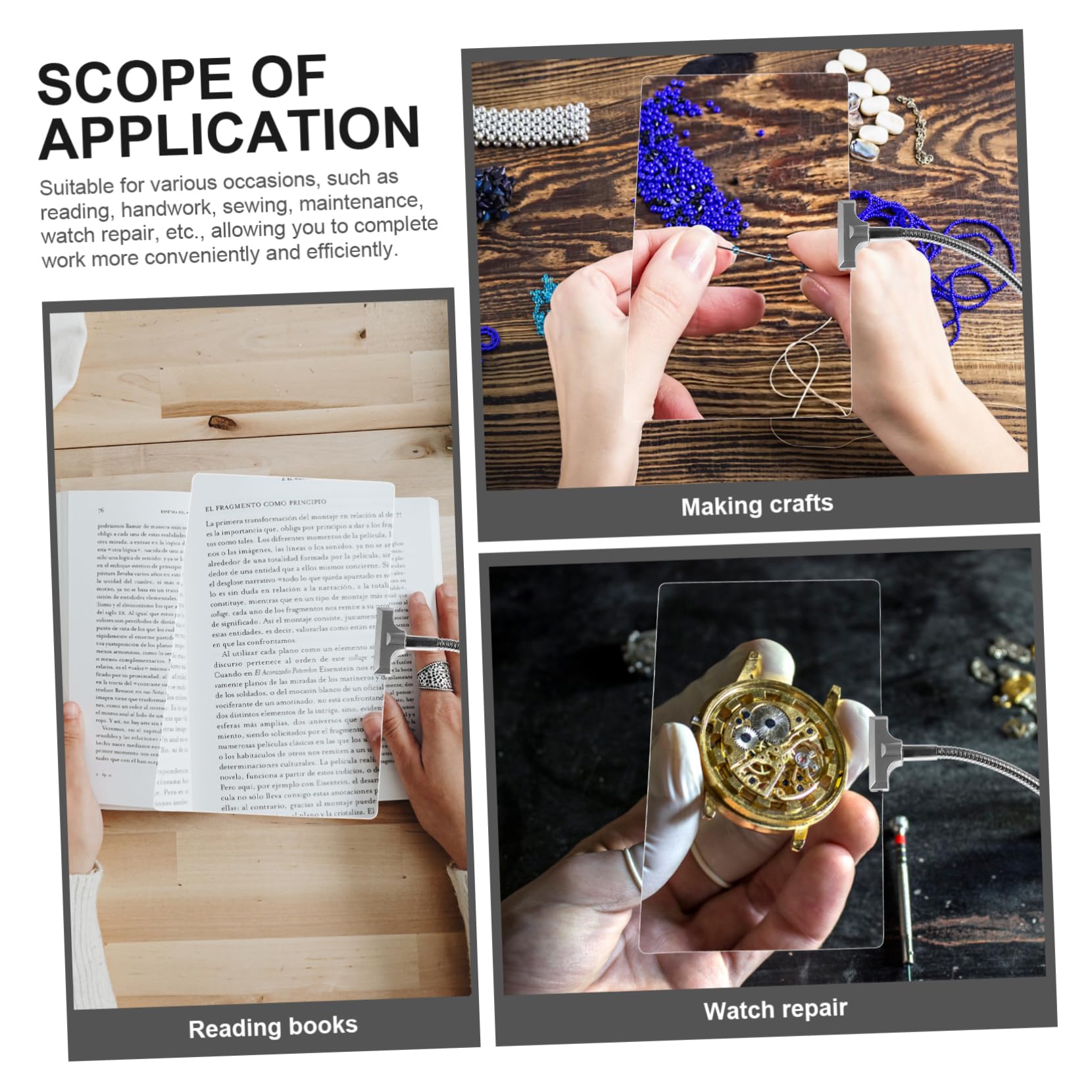 Lente di Ingrandimento da Lettura 4x con Supporto Flessibile