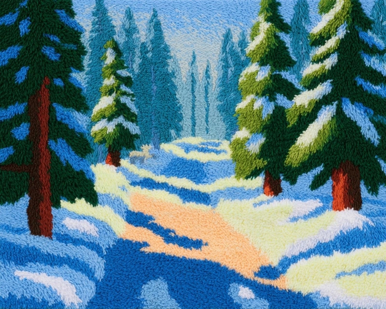 Wallphantom Latch Hook Rug Kits for Adult,Forest Snow Scene