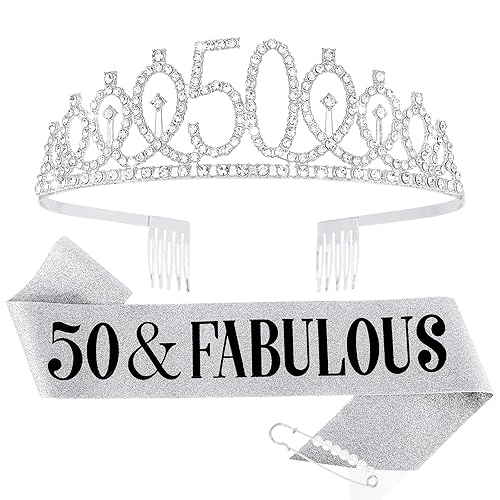 Miniatura 8 de CIEHER Corona dorada para cumpleaños de 40 años + banda de cumpleaños de 40 años + pin de perla, tiara de 40 cumpleaños para mamá, decoraciones de