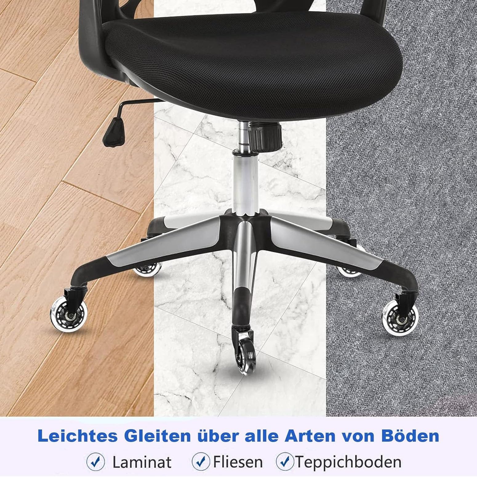 Bürostuhl Rollen 5er-Set/6er-Set, Leises Gleiten Bürostuhl Rollen mit Gewinde 2,5/3 Zol, Kratzerfrei & Leises Gleiten (Size : 6PCS-2.5in)