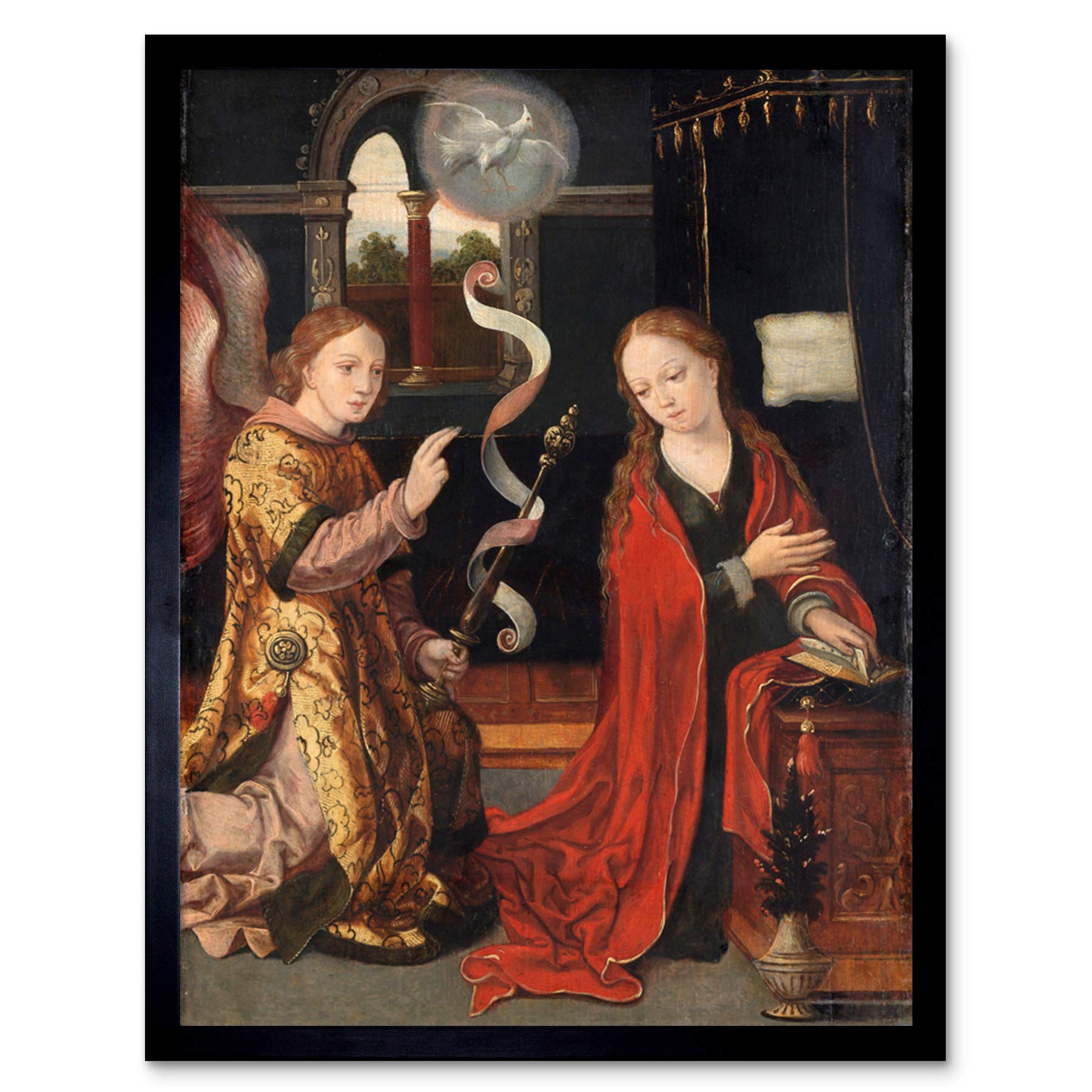 Artery8 The Annunciation Religious Painting Art Print Framed Poster Wall Decor 12x16 inch