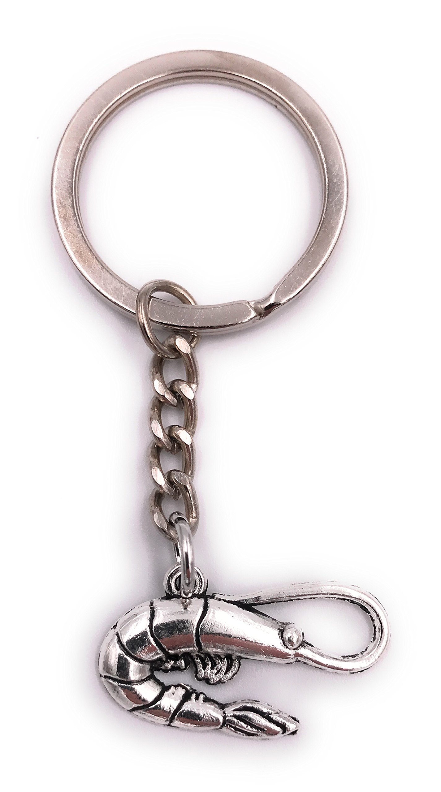 H-Customs Shrimp Greenland Crab Keychain Silver Metal Pendant