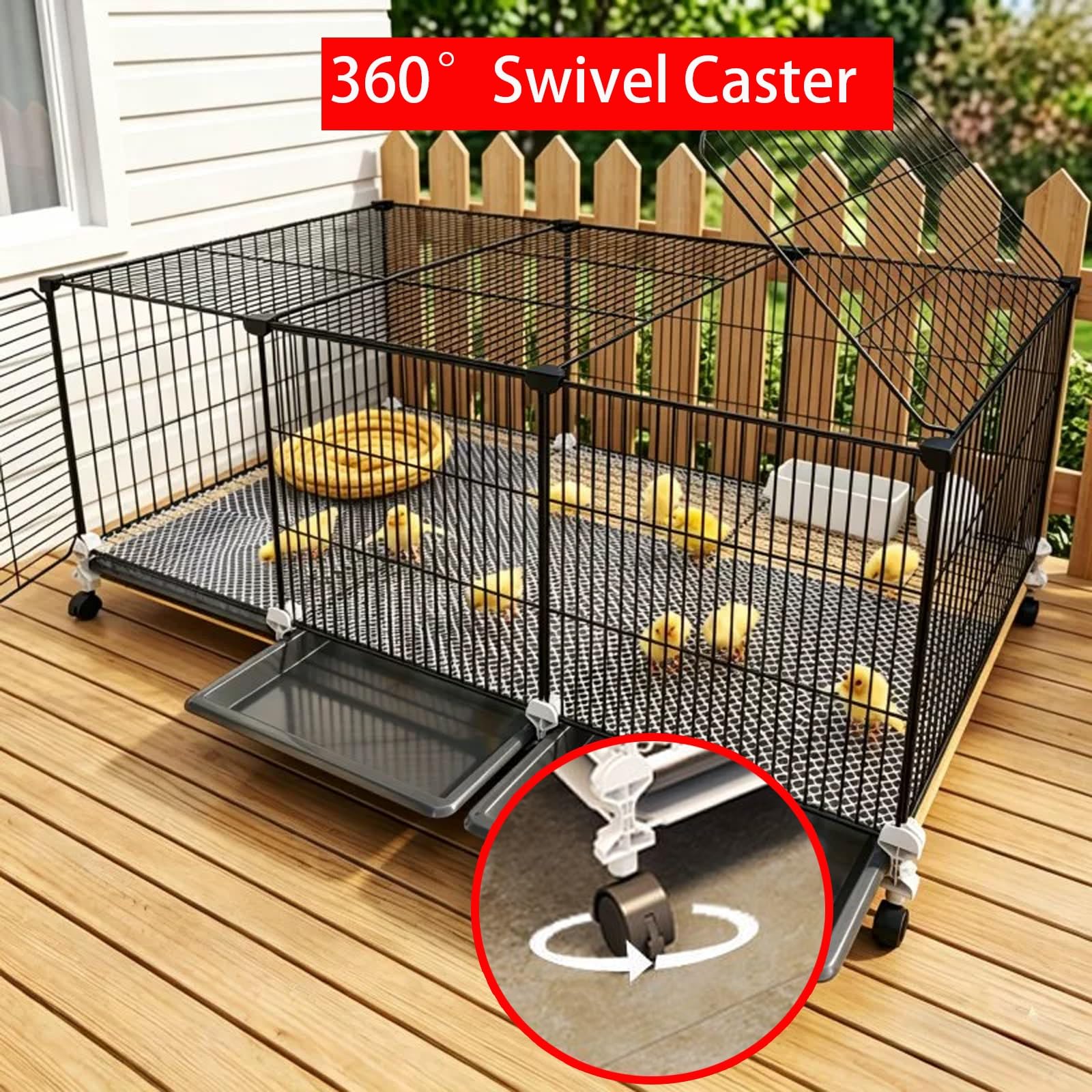 Gallinero con Espacio Densoo De 1,5cm Jaula Expandible para Aves De Corral con Bandeja Extraíble Y Tragaluz Superior Recinto para Codornices Conejos Y Pequeños Animales(72x36x45cm)