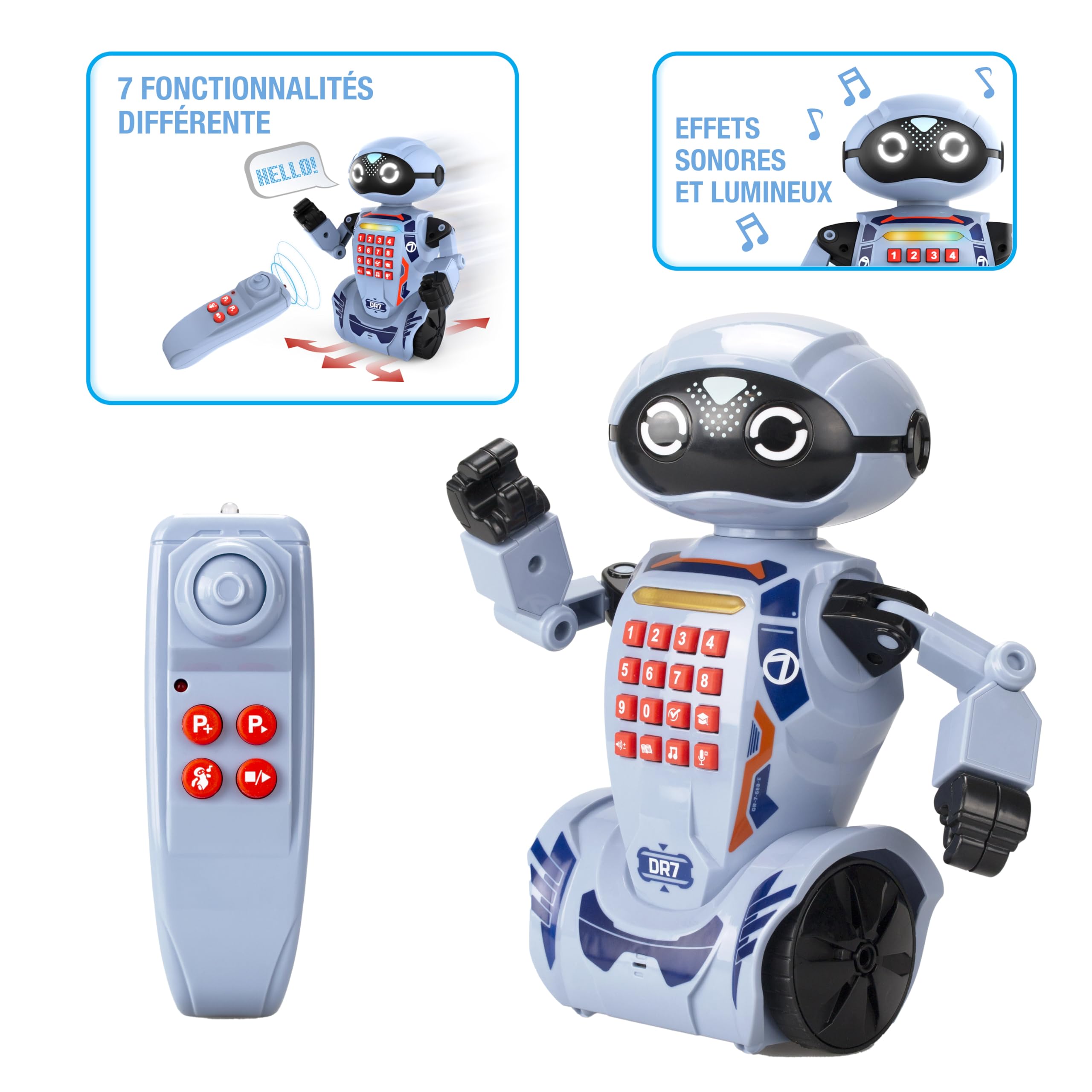 YCOO - Robot edukacyjny DR7 (20cm) - Programowalny i sterowany radiowo robot z 7 różnymi funkcjami edukacyjnymi (20cm) - Od 5 lat