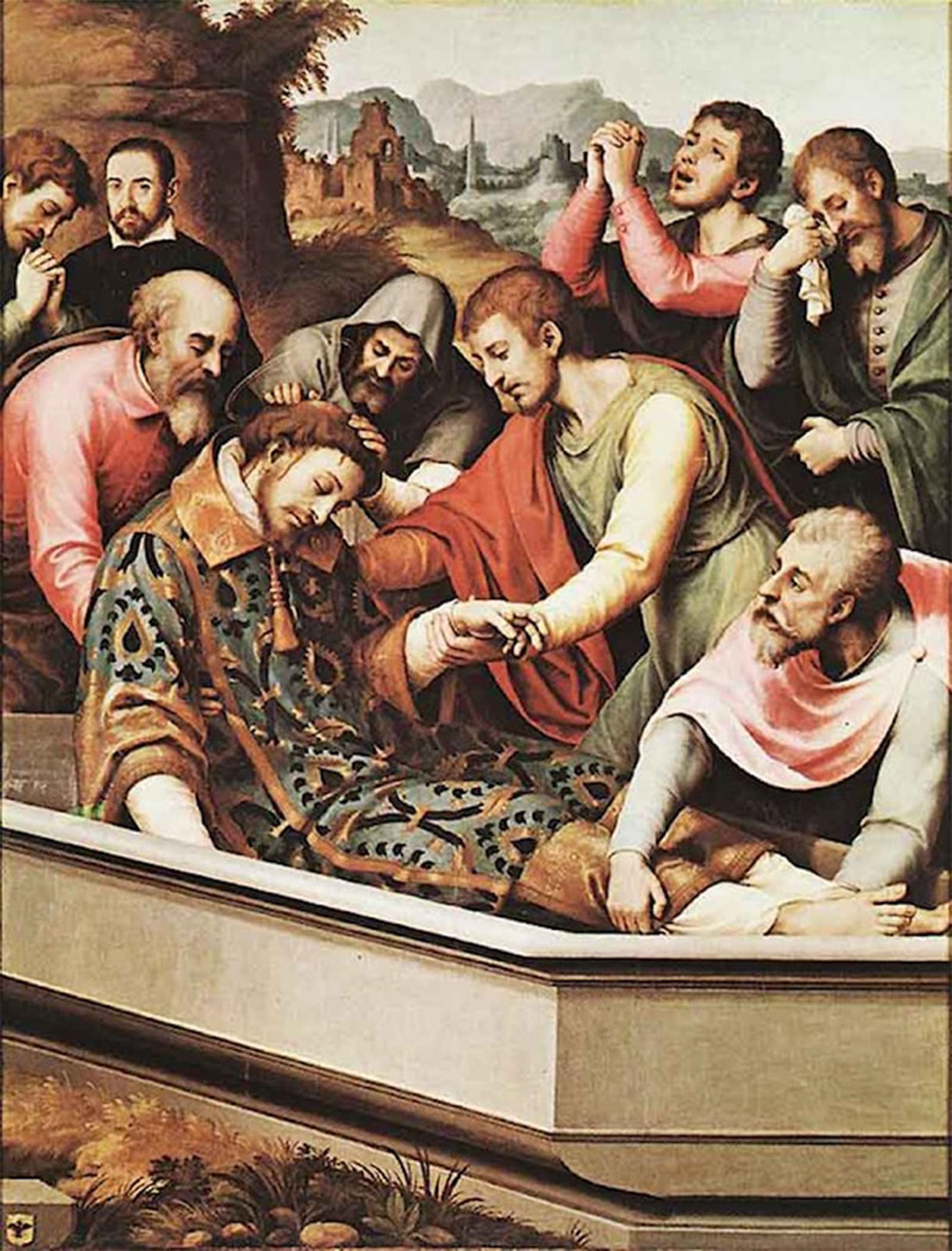 SERENDIPITP Vintage Picture Print on Canvas Wall Art Poster the Entombment of St Stephen Martyr by Juan De Juanes Artwork Print Poster for Wall Decor 60x90cm