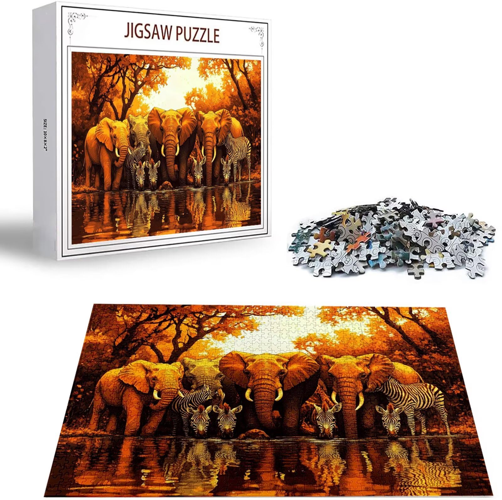 Puzzle 2000 Pezzi, 3 4 5 Anni Puzzle Africa 6 7 8 Anni Giochi Educativi Sostenibili Con Motivi Per Adulti Da Gioco in Legno Di Alta Qualità Jigsaw Elefante per Gioco Familiare, Regalo Natale H-7988