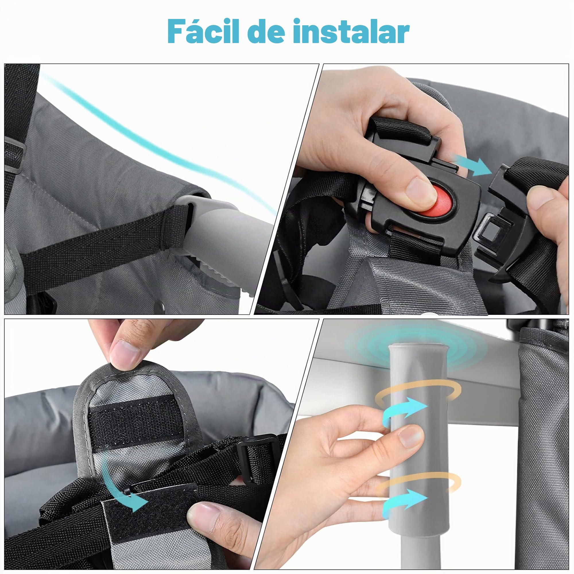 Silla Alta para Bebé, Bebe Asiento de Mesa Portátil con Bolsa de Transporte, Elevador de Silla para Mesa, Seguridad Silla Plegable, Ideal para Hogar y Viajar.