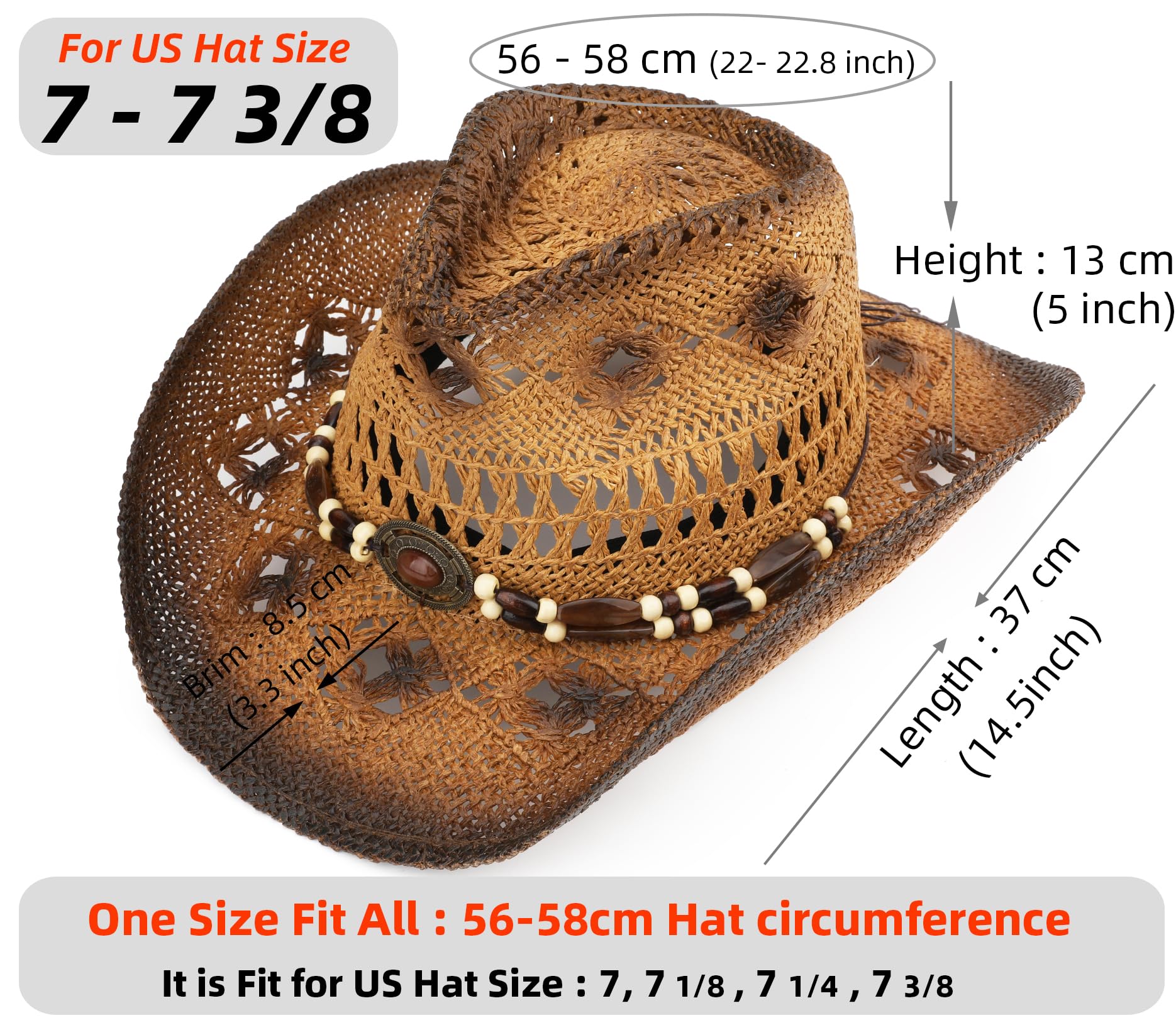 Cappello da cowboy in paglia per donne e uomini con tesa larga modellabile cappello da cowgirl