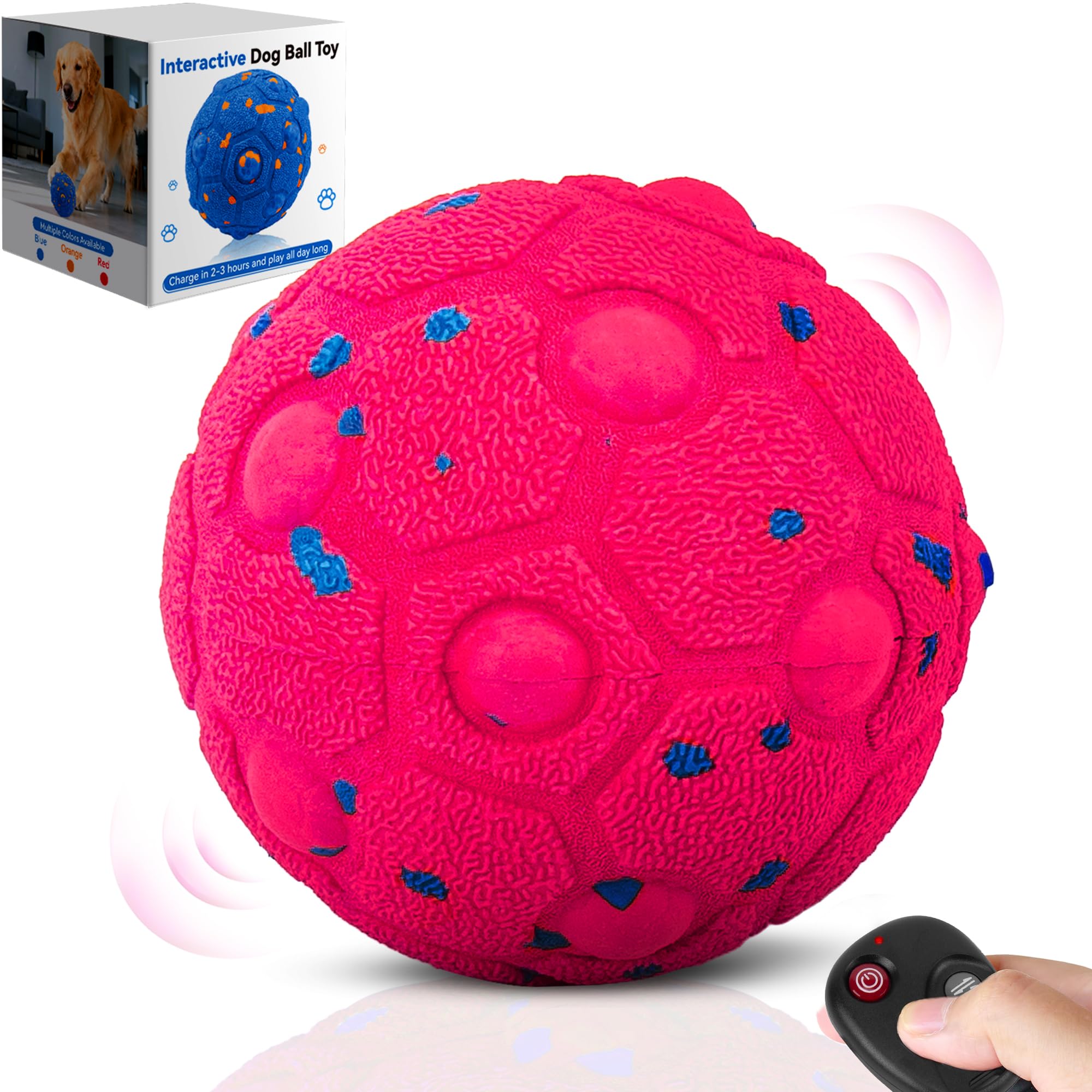 Newget Balle interactive pour chien avec télécommande, 3 modes, balles mobiles intelligentes avec réveil tactile, balle automatique résistante à la mastication, pour chiens de taille moyenne et grande