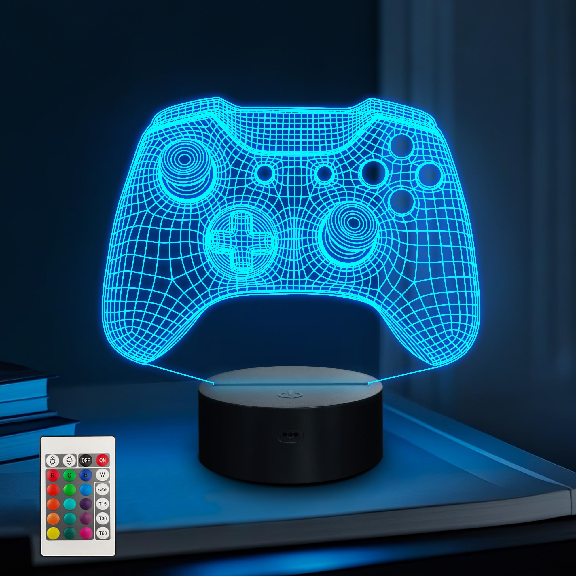 Okayera 3D Gamepad Illusion Lamp, LED Hologram Game Night Light