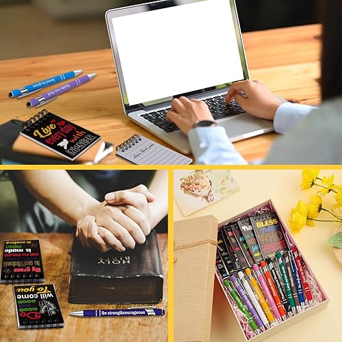 Miniatura 6 de Spiareal 24 bolígrafos divertidos, bloc de notas para profesores, enfermeras, temas cristianos, regalos de agradecimiento a granel, motivacionales,