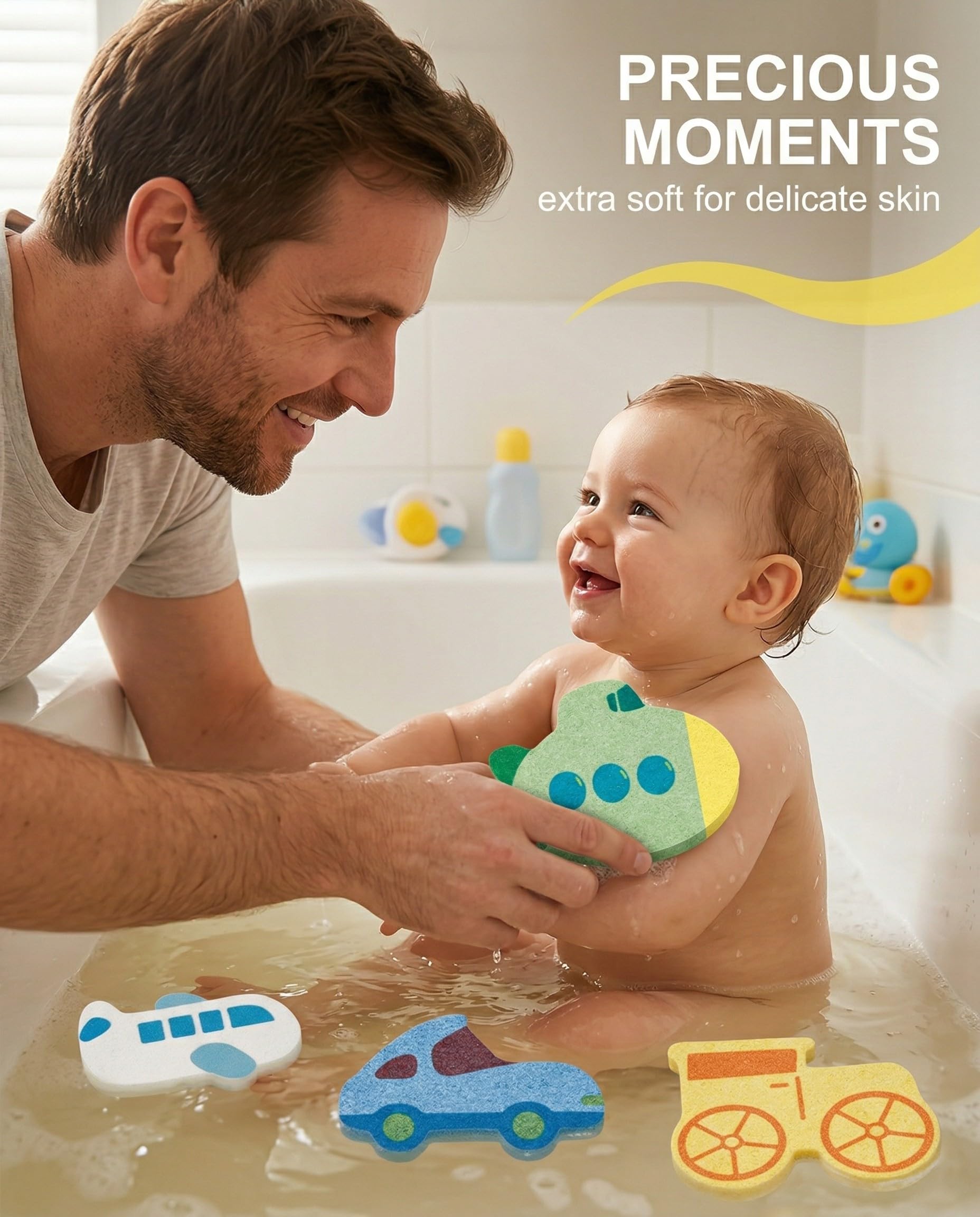 Esponjas Baño y Ducha Bebé, 4 Piezas, Extra Suaves y Naturales | Hipoalergénicas para Piel Sensible de Recién Nacidos y Niños — view 2