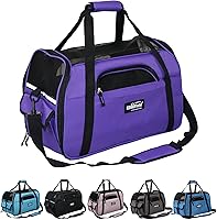 EliteField Medium Soft-Sided Pet Carrier, Airline Approved 17x9x12 Purple - Durable, Ventilated, 3-Year Warranty