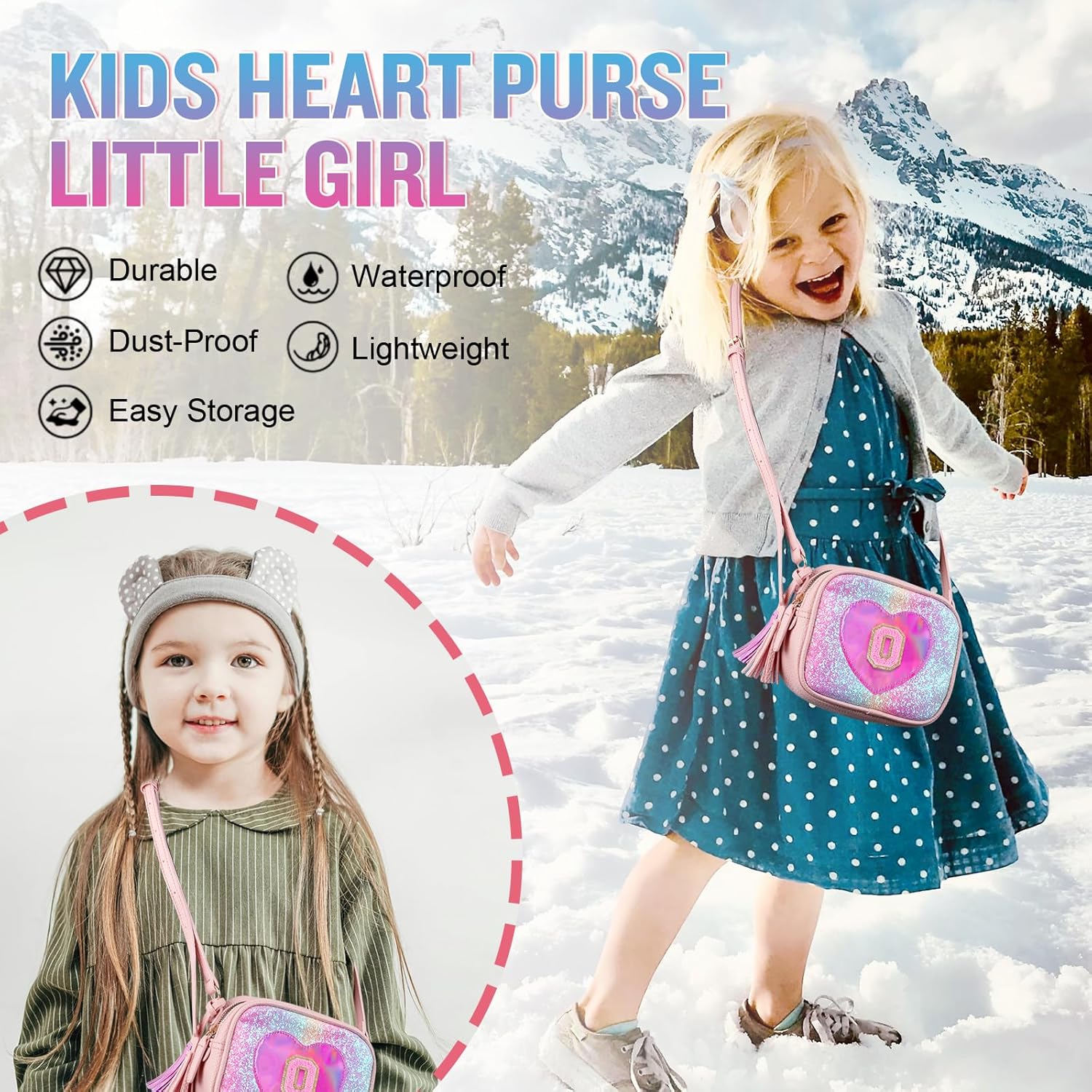 Little Girls' Birthday Gifts: Heart Crossbody Bags with Tassel, Personalized Initials for 2-10 Years, Cute Toddler Kids' Purse - Image 2