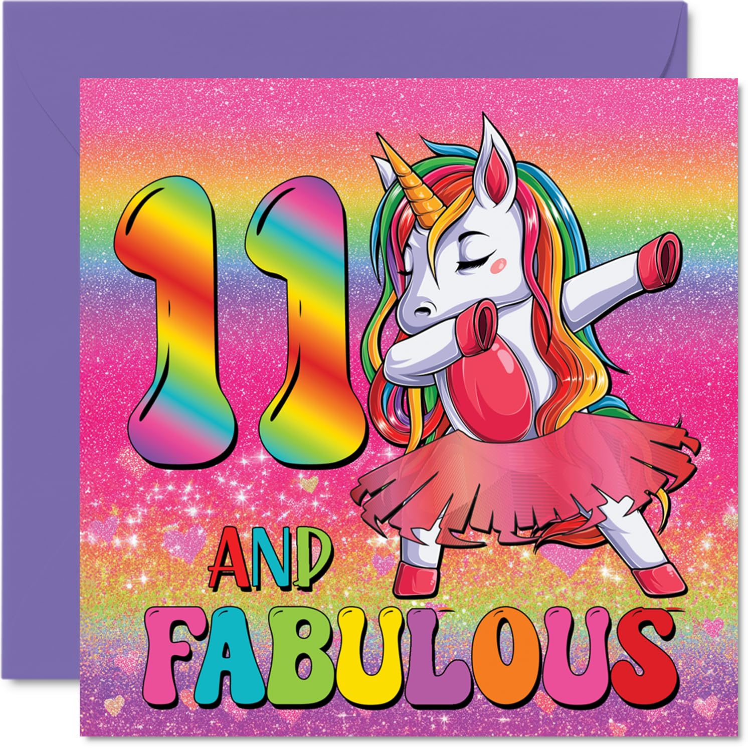 11th Birthday Cards for Girls - Fabulous Unicorn - Happy Birthday Card for 11 Year Old Girl Cousin Daughter Sister Goddaughter, 145mm Bday Greeting Cards