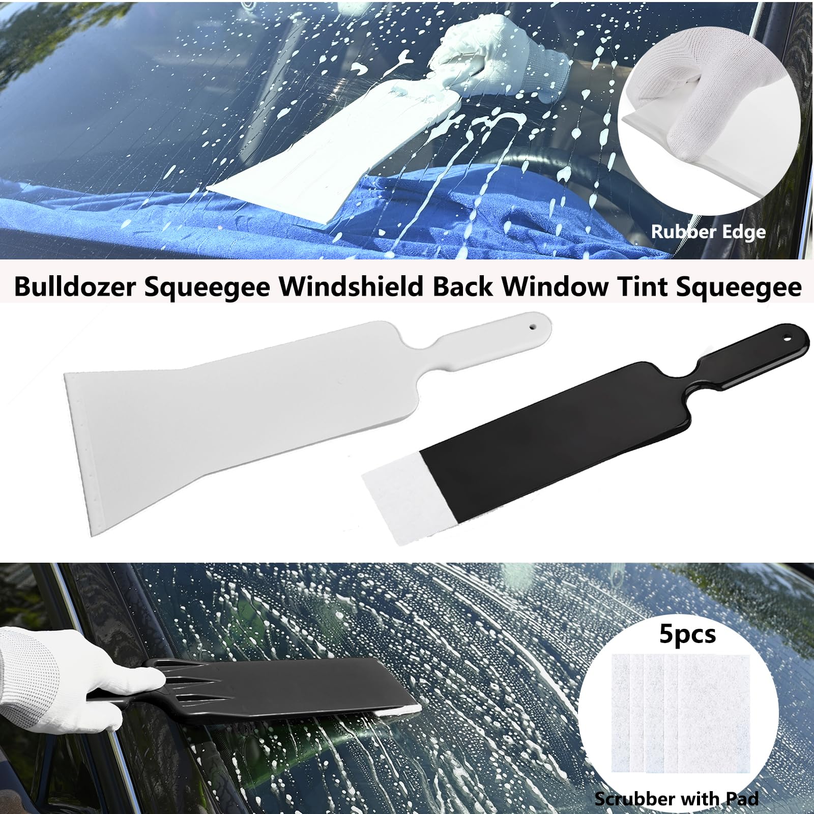 EHDIS Fenster-Tönungs-Set, Vinyl-Wickelwerkzeug für Autotönung, Bulldozer-Rakel, Windschutzscheibe, Heckscheibe, Tönungsabzieher, Gummiabzieher, Vinylschneider für Autofolie, Installation