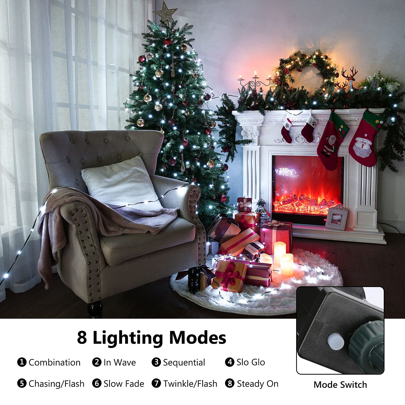 BrizLabs 20m LED Lichterkette - 200 LED Warmweiß Für Innen & Außen