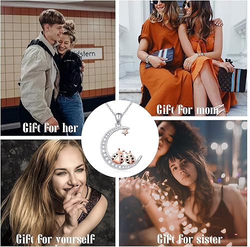 Miniatura 6 de Collar de mariquitamono para mujeres y niñas, collares con dije de estrella y luna, joyería con colgante de animales, los mejores regalos