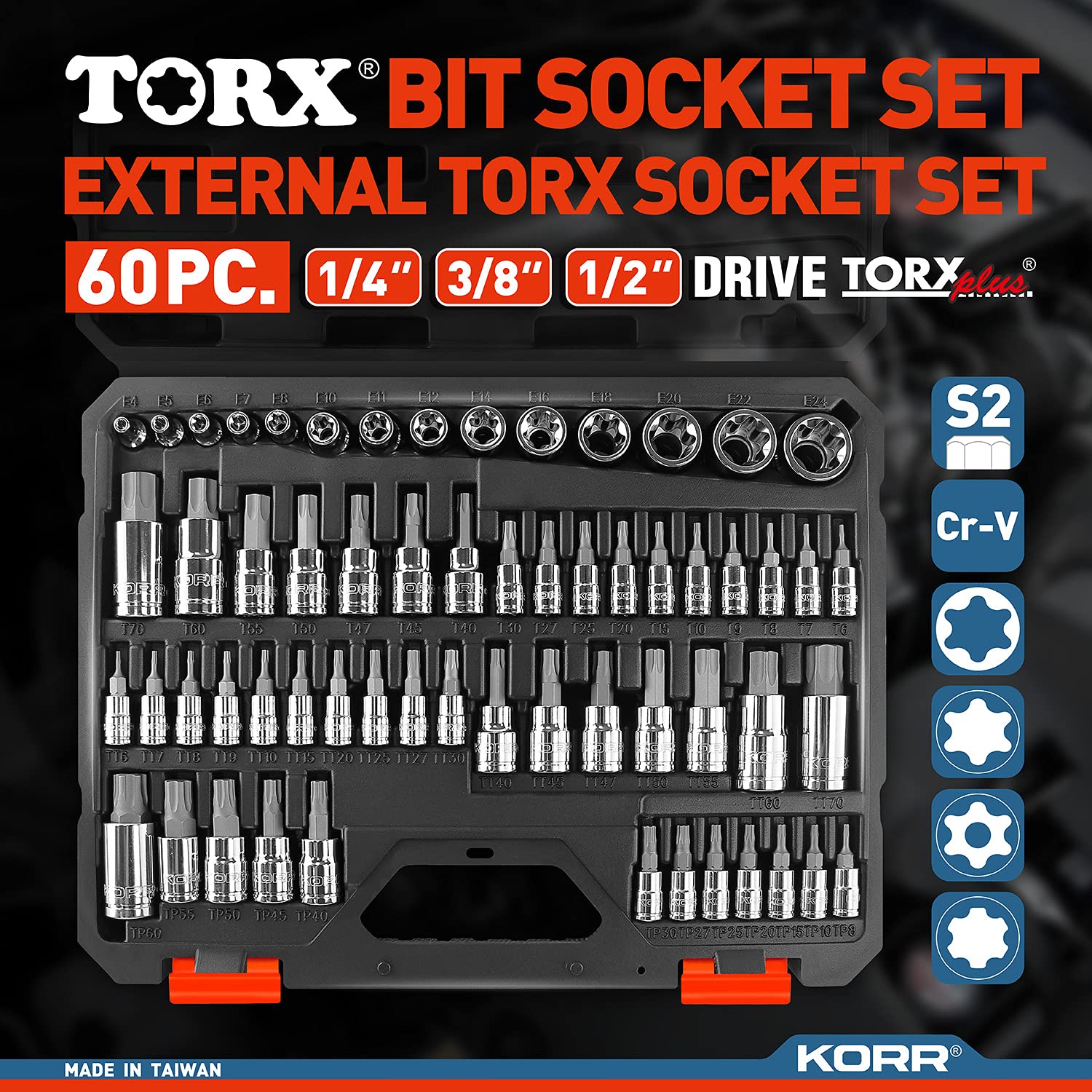 KORR Tools - Juego de llaves Torx (60 piezas)